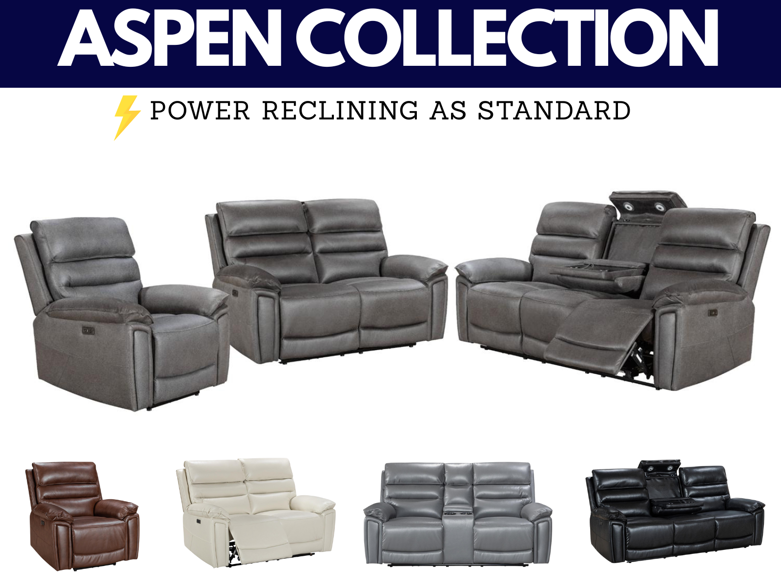 Aspen Power Reclining Collection - Sofa Easy