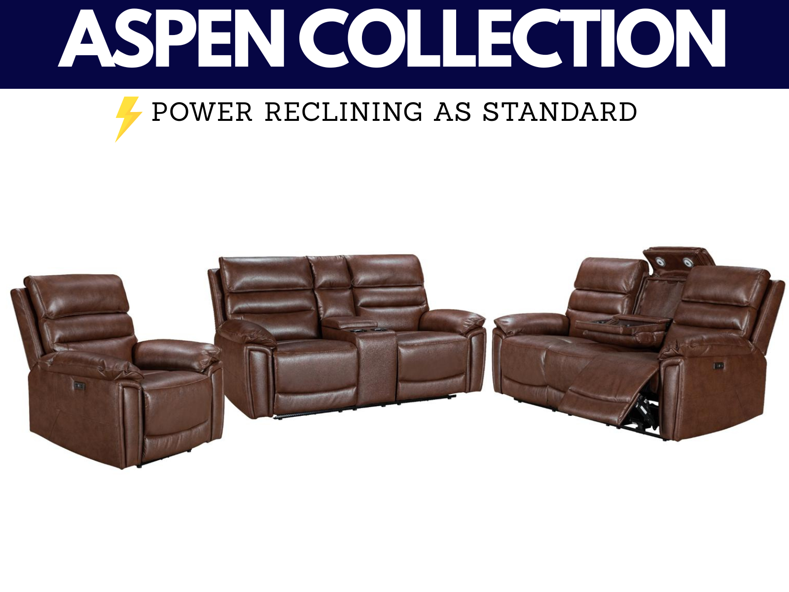 Aspen Power Reclining Collection - Sofa Easy
