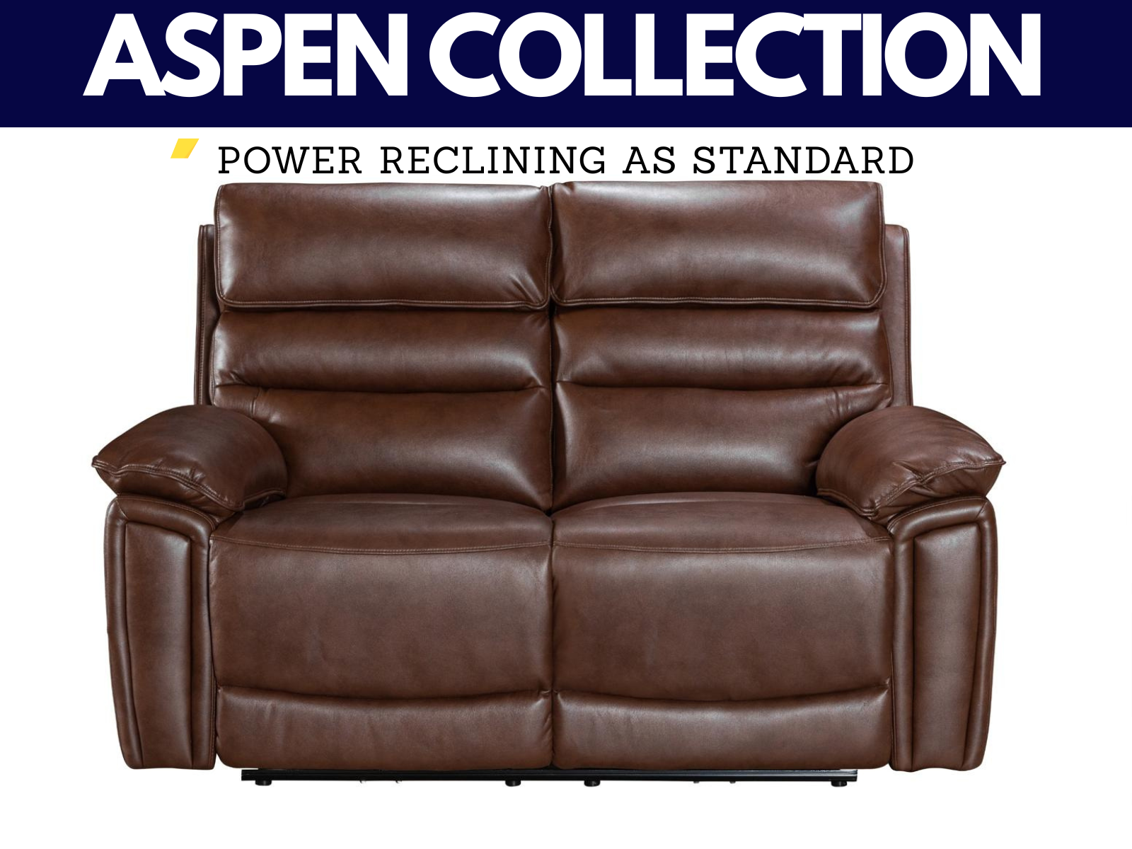 Aspen Brown Leather Collection - Power Reclining - Sofa Easy