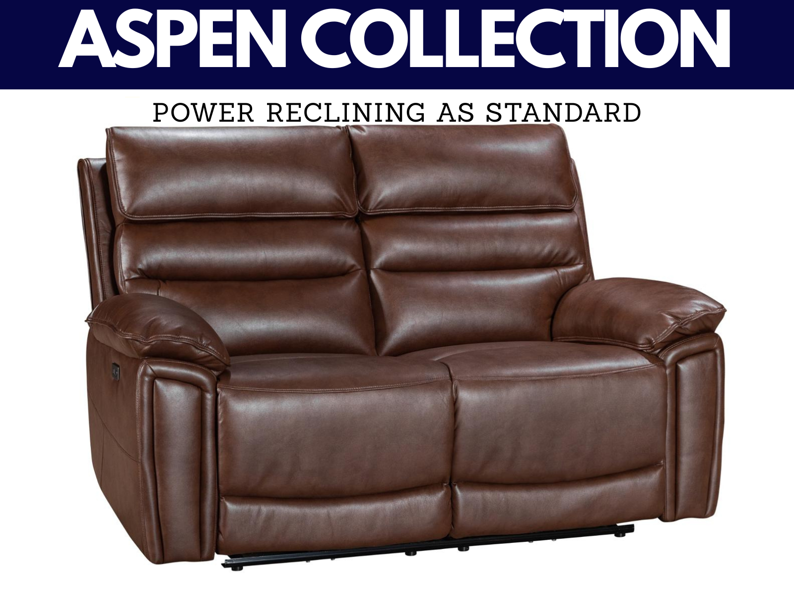 Aspen Brown Leather Collection - Power Reclining - Sofa Easy