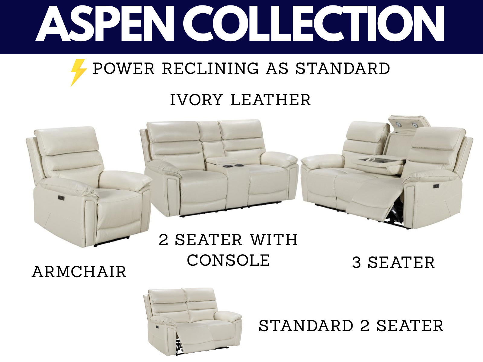 Aspen Power Reclining Collection - Sofa Easy