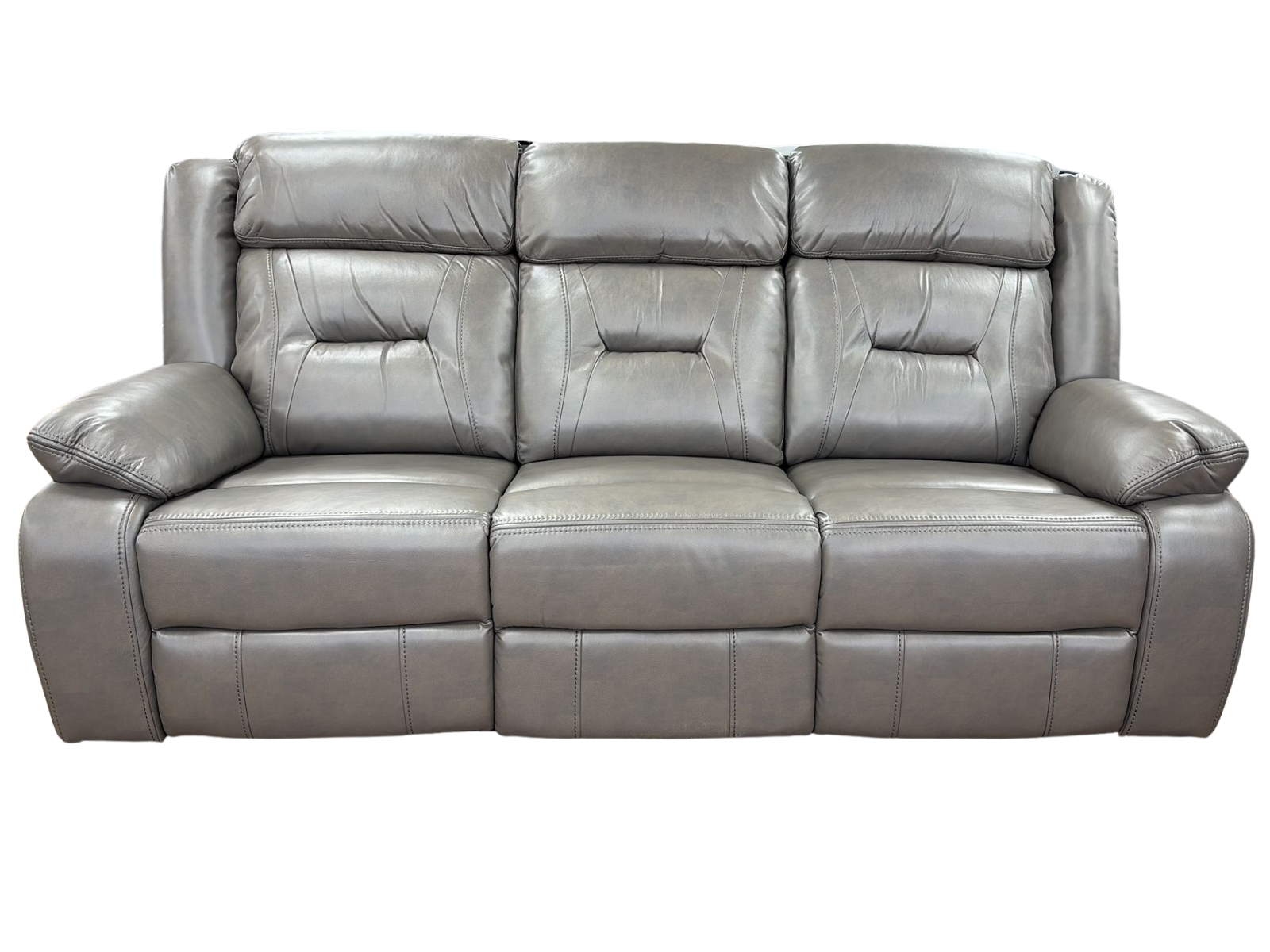 NEW - Poppy Manual Reclining Grey Leather Aire Collection