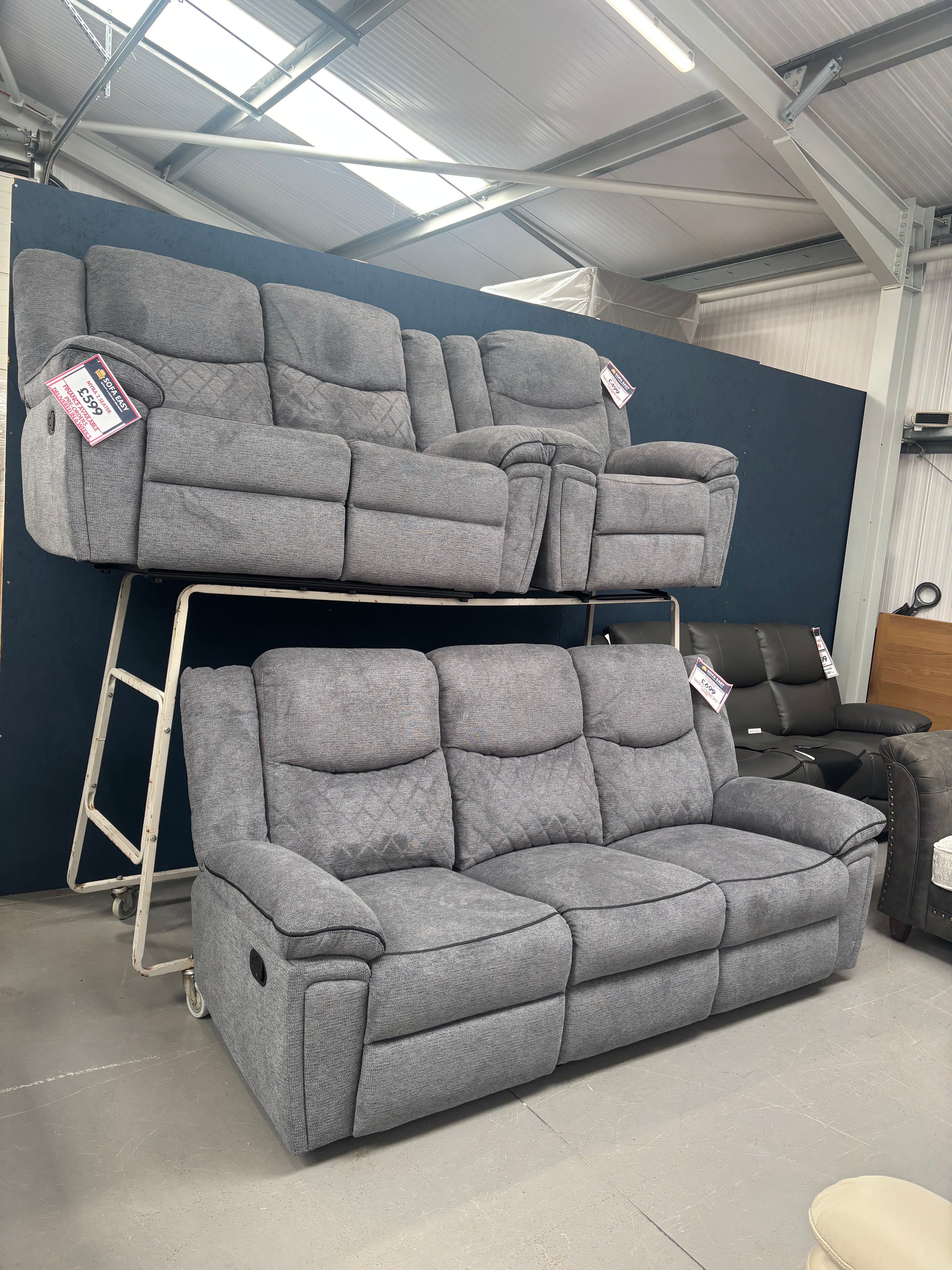New - Myra 3 Seater, 2 Seater & Armchair manual reclining suite!