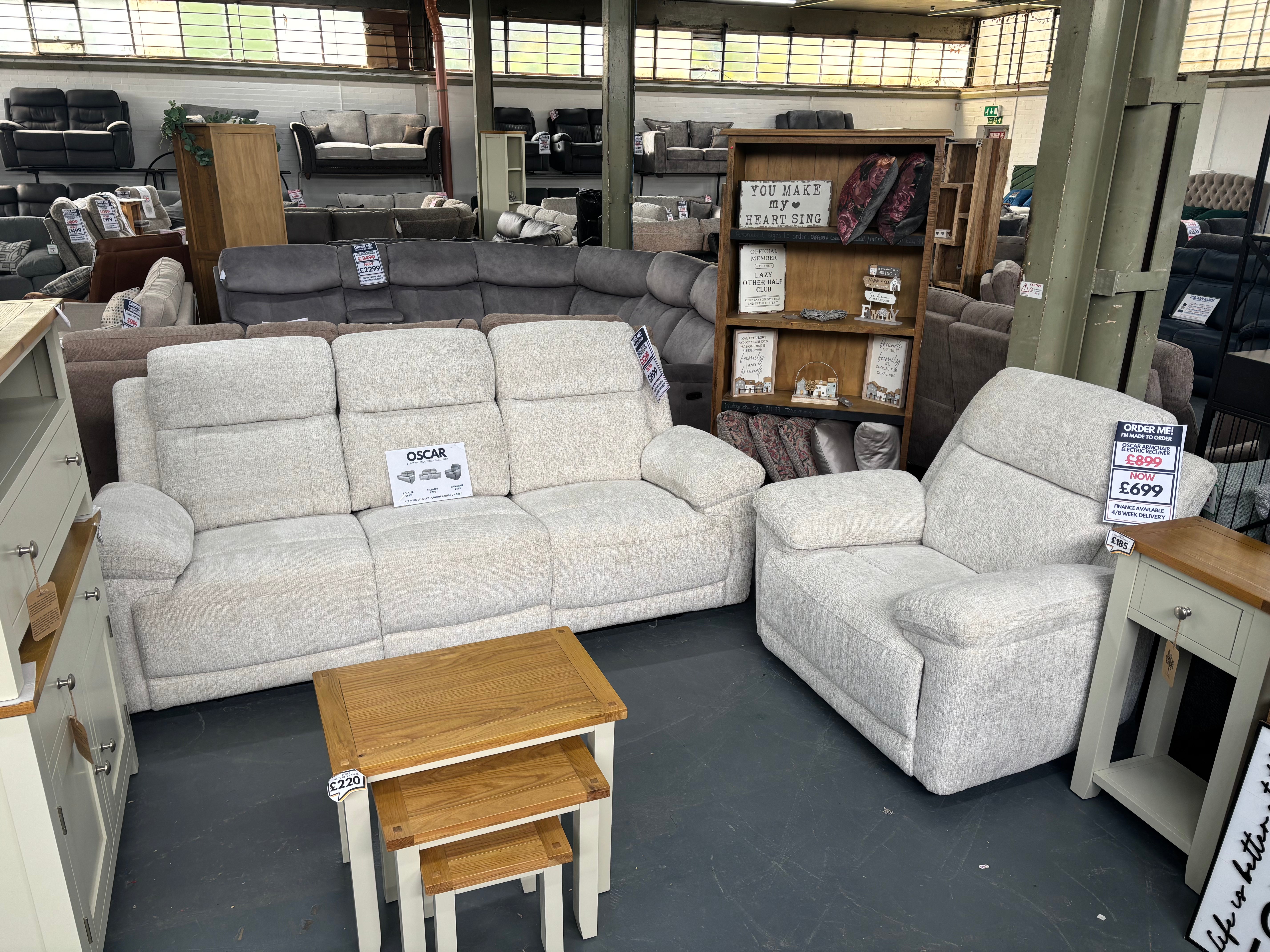 Owen3 Seater Power Recliner + Matching Power Armchair in Beige