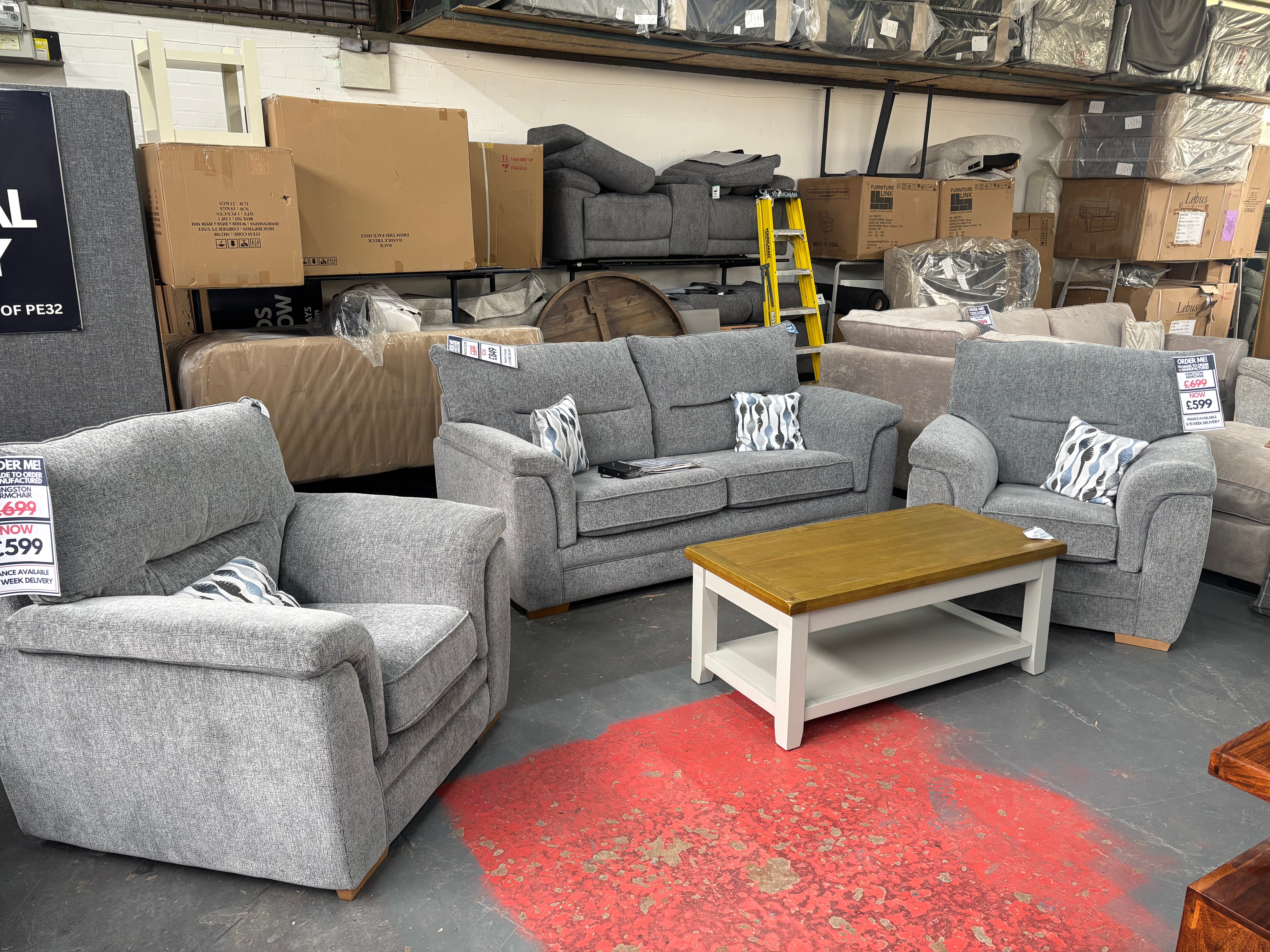 Kingston 3 Seater + 2 Armchairs in Grey