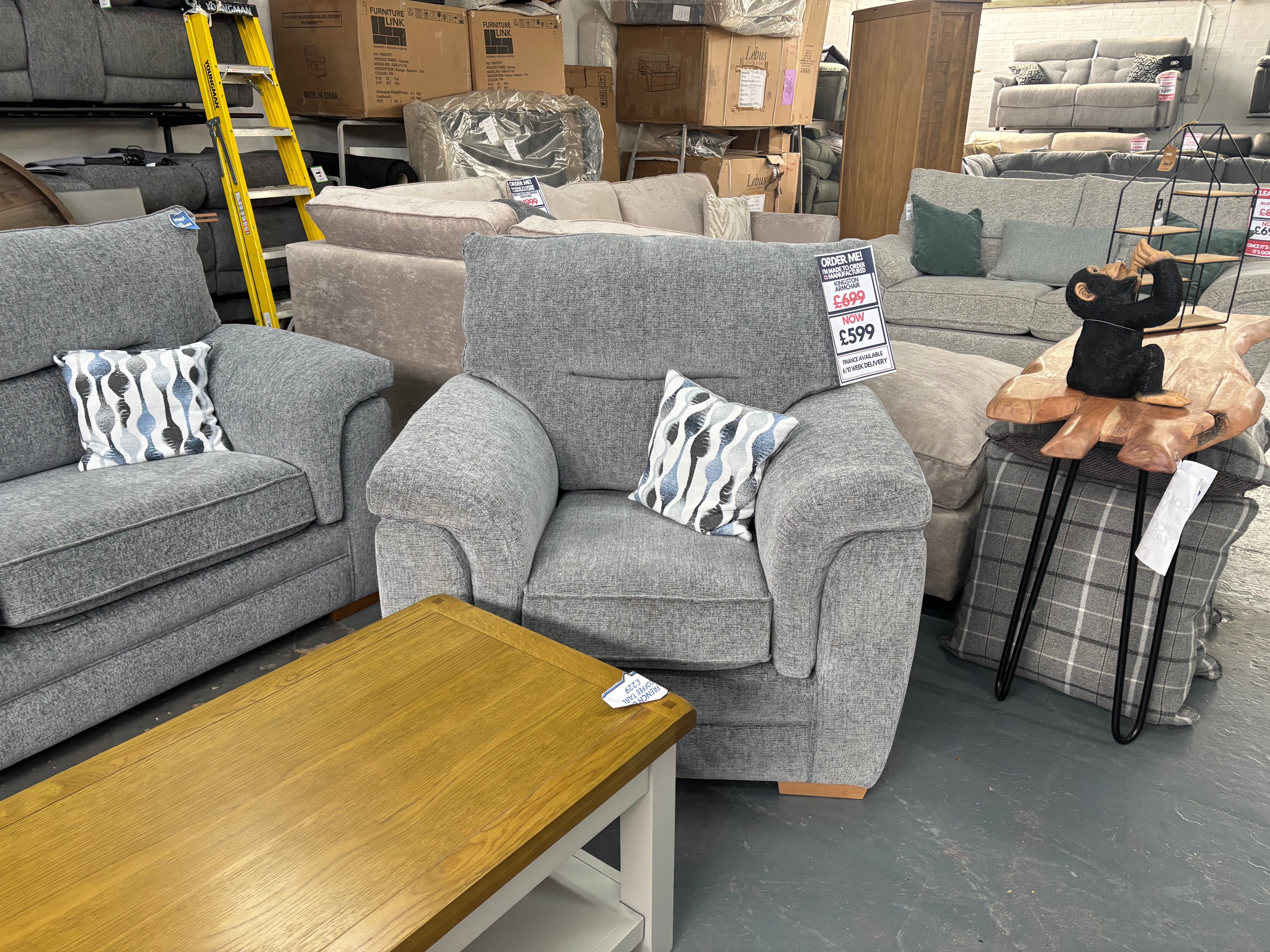 Kingston 3 Seater + 2 Armchairs in Grey