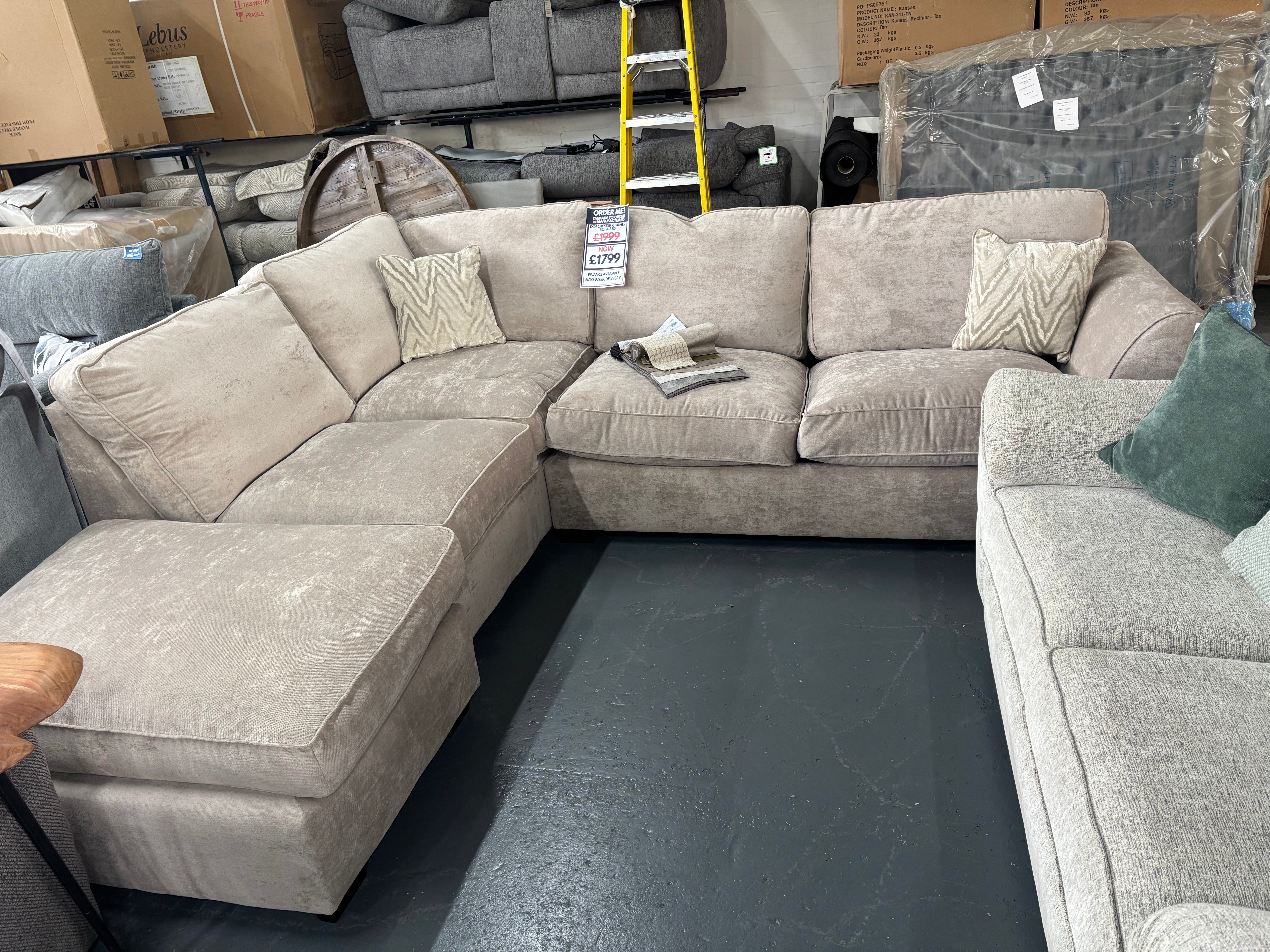 Dorchester Corner Sofa Bed in Mink Fabric - TO CLEAR
