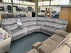 Neptune Electric Reclining Corner Sofa with Cup Console - Grey/Silver Fabric