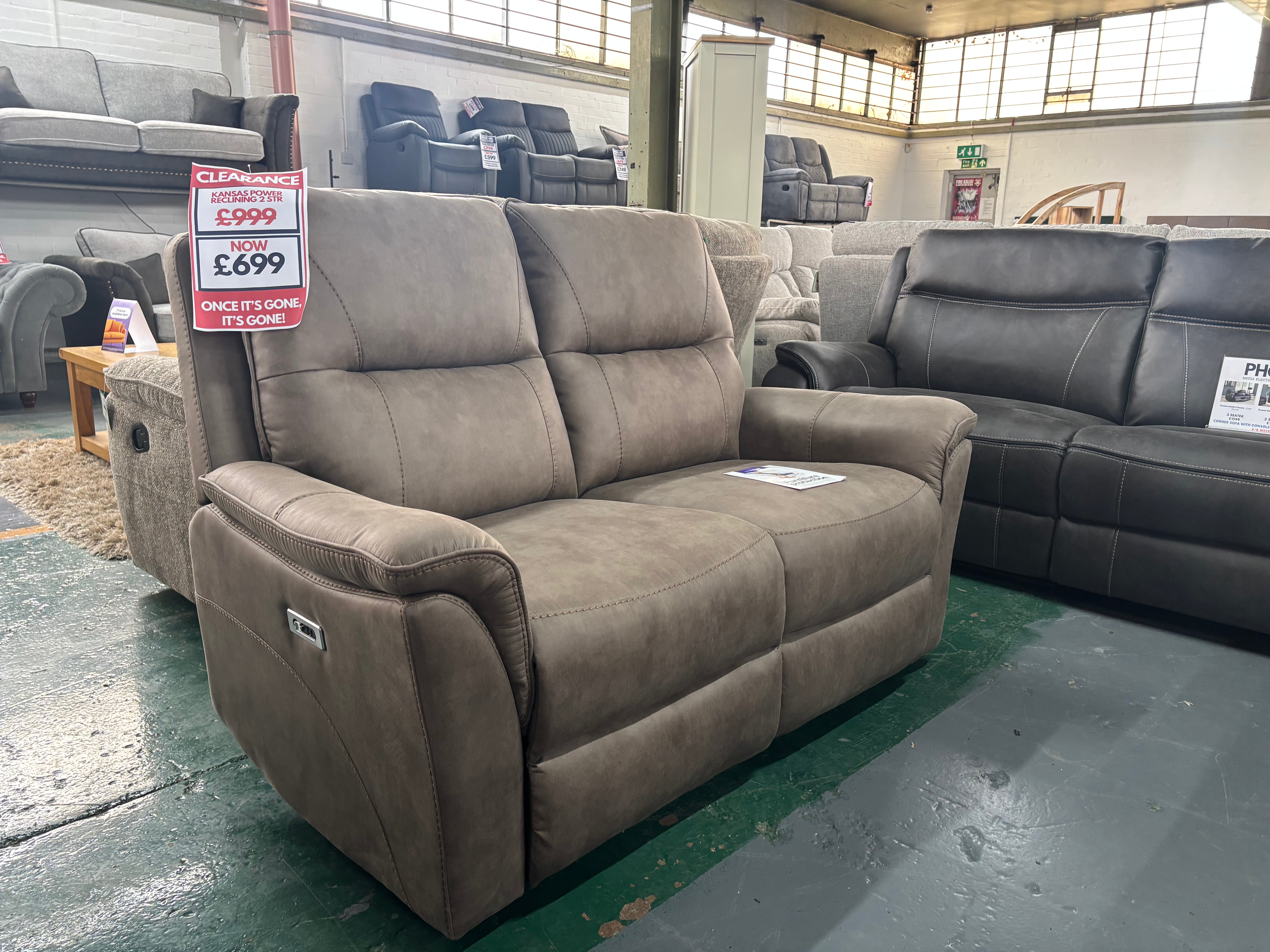 Kansas 2 Seater Sofa in truffle coloured microfibre fabric