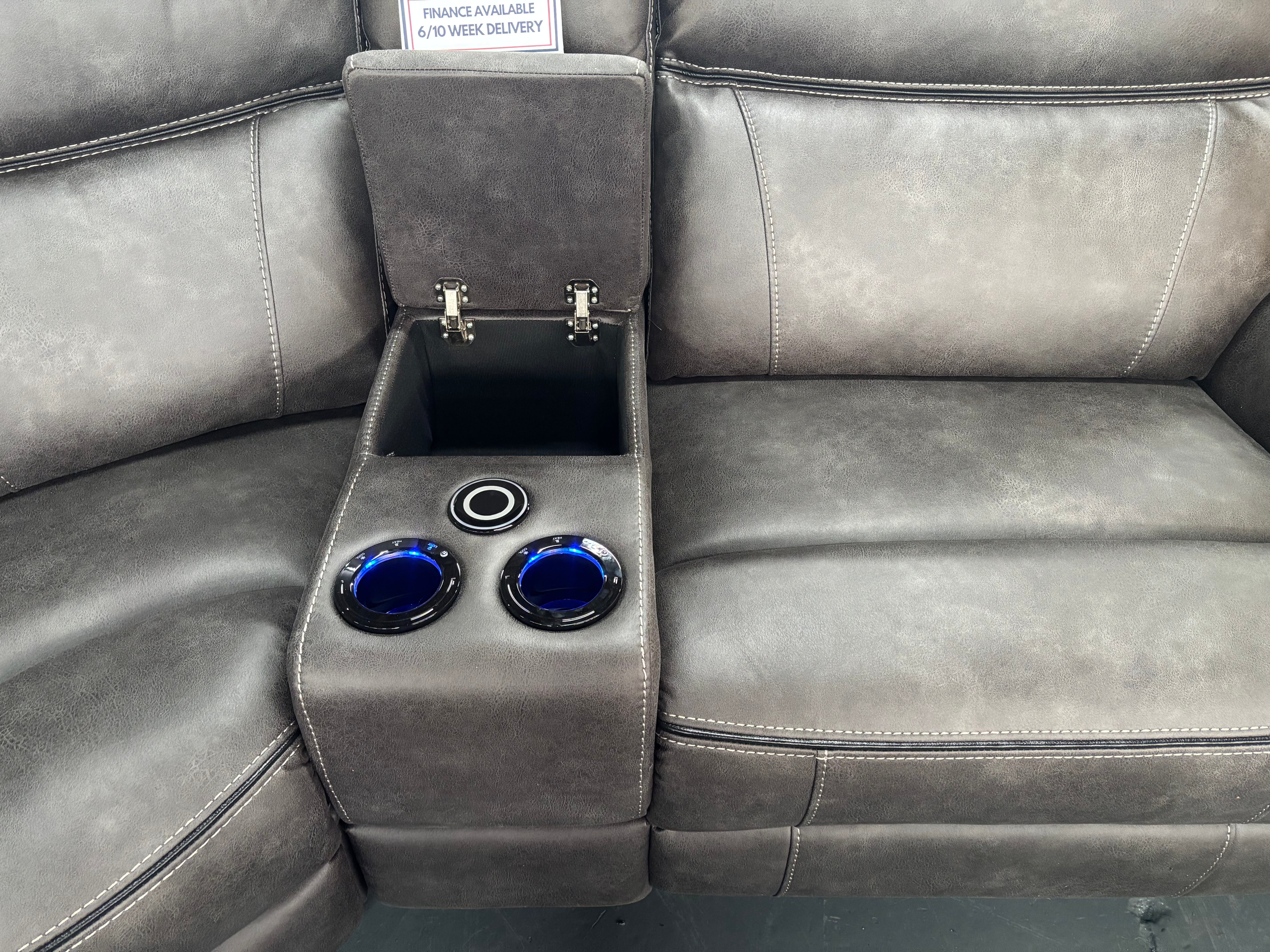 Phoenix Media Corner Sofa - Electric Reclining with speakers & cup storage