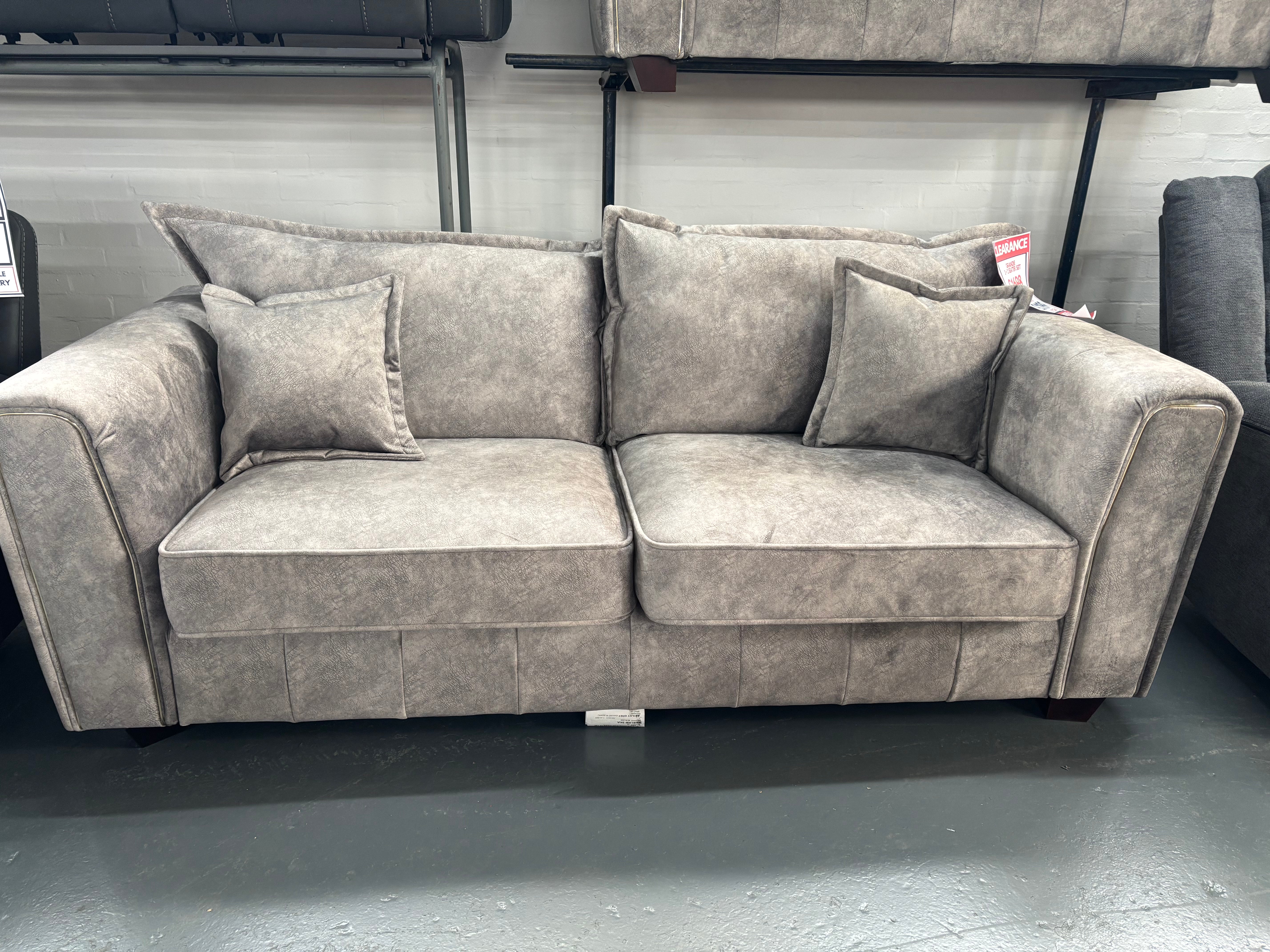 3 Seater + 2 Seater Sofa Set in Silver Fabric - Sofa Easy