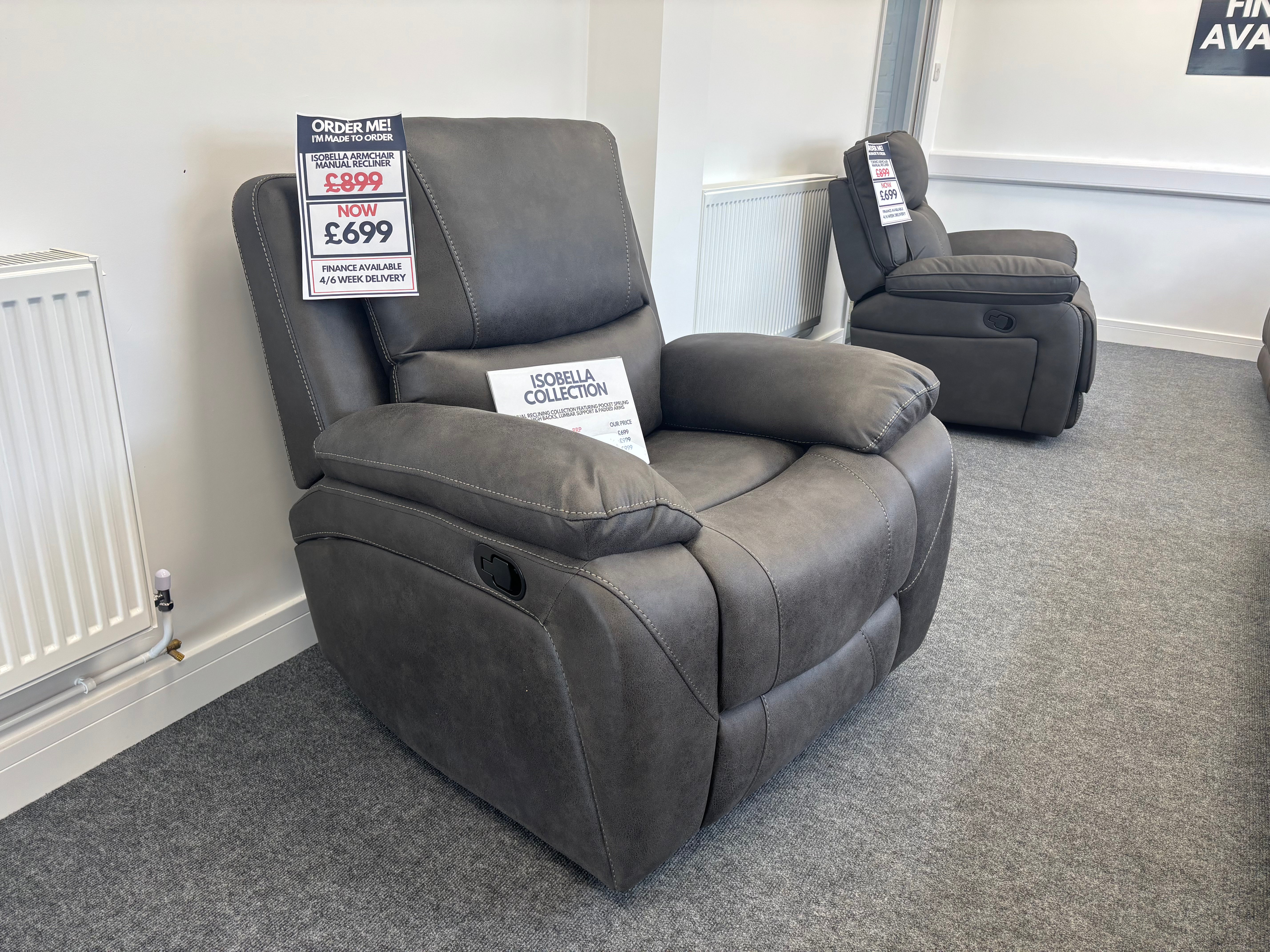 Isobella 3 Seater & Armchair Manual Reclining Sofa Set
