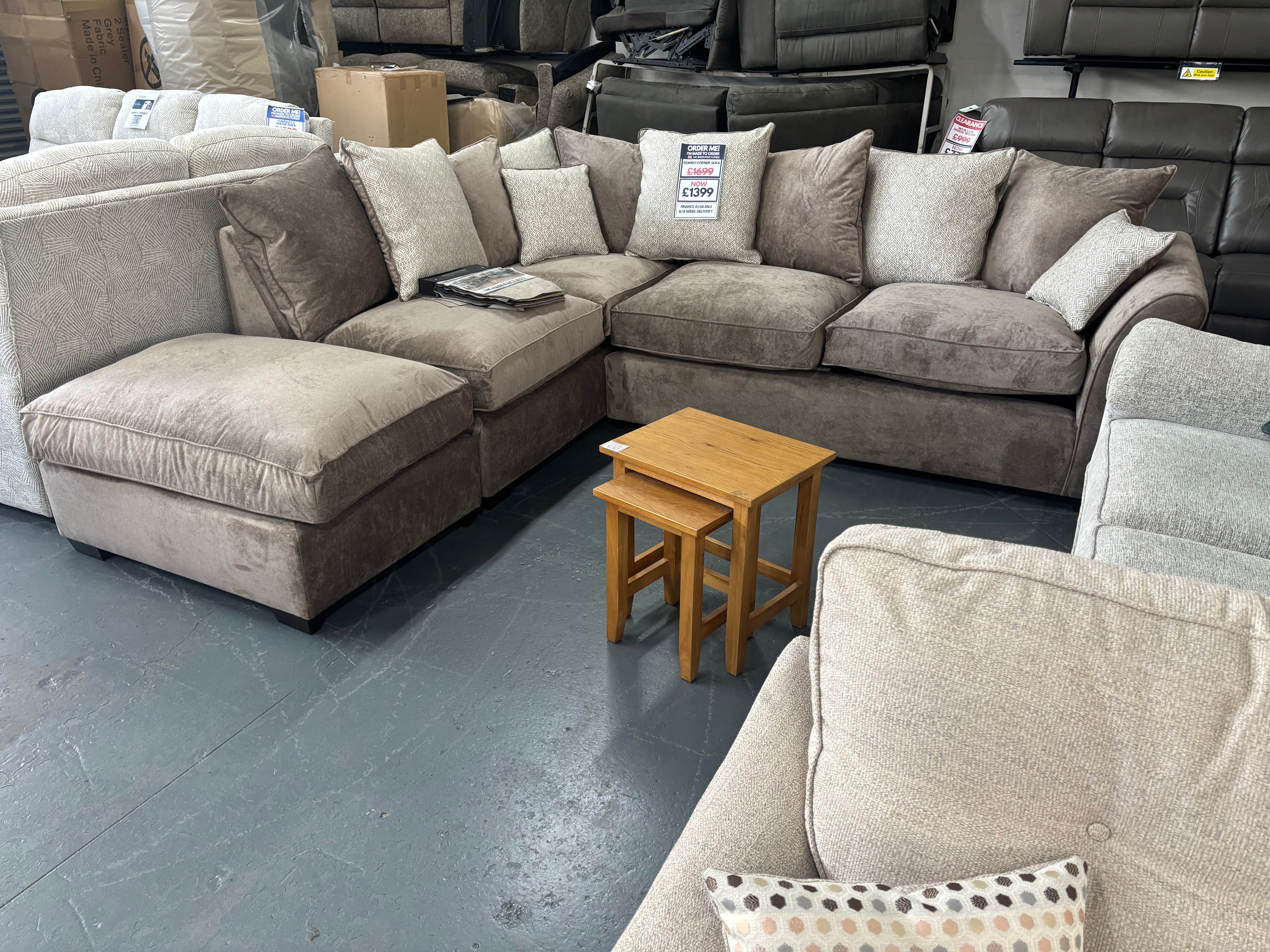 ROMEO CHAISE SOFA RIGHT HAND FACING in Nutmeg fabric