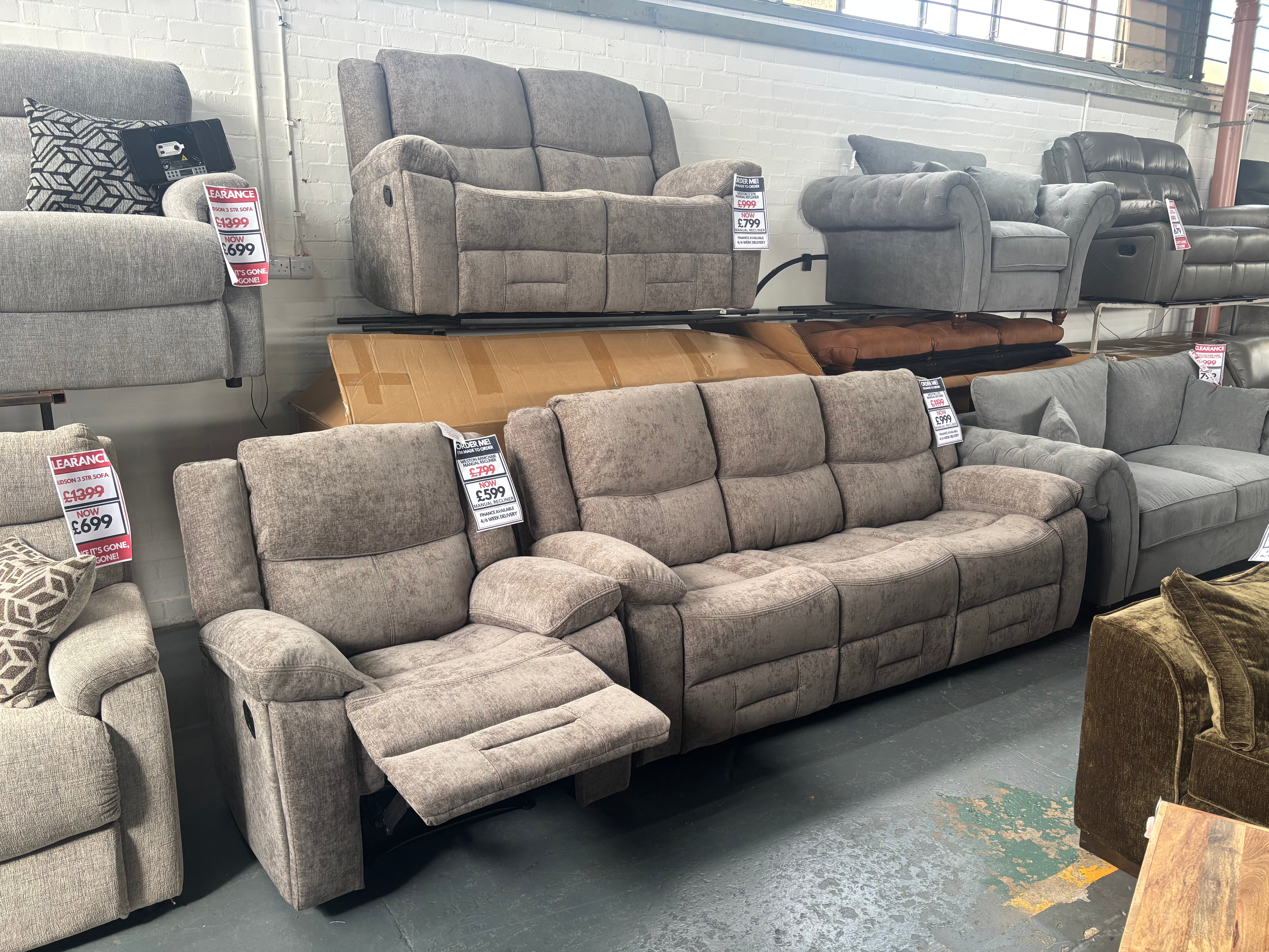 Weston Manual Reclining - Mocha Colour Fabric - Sofa Easy