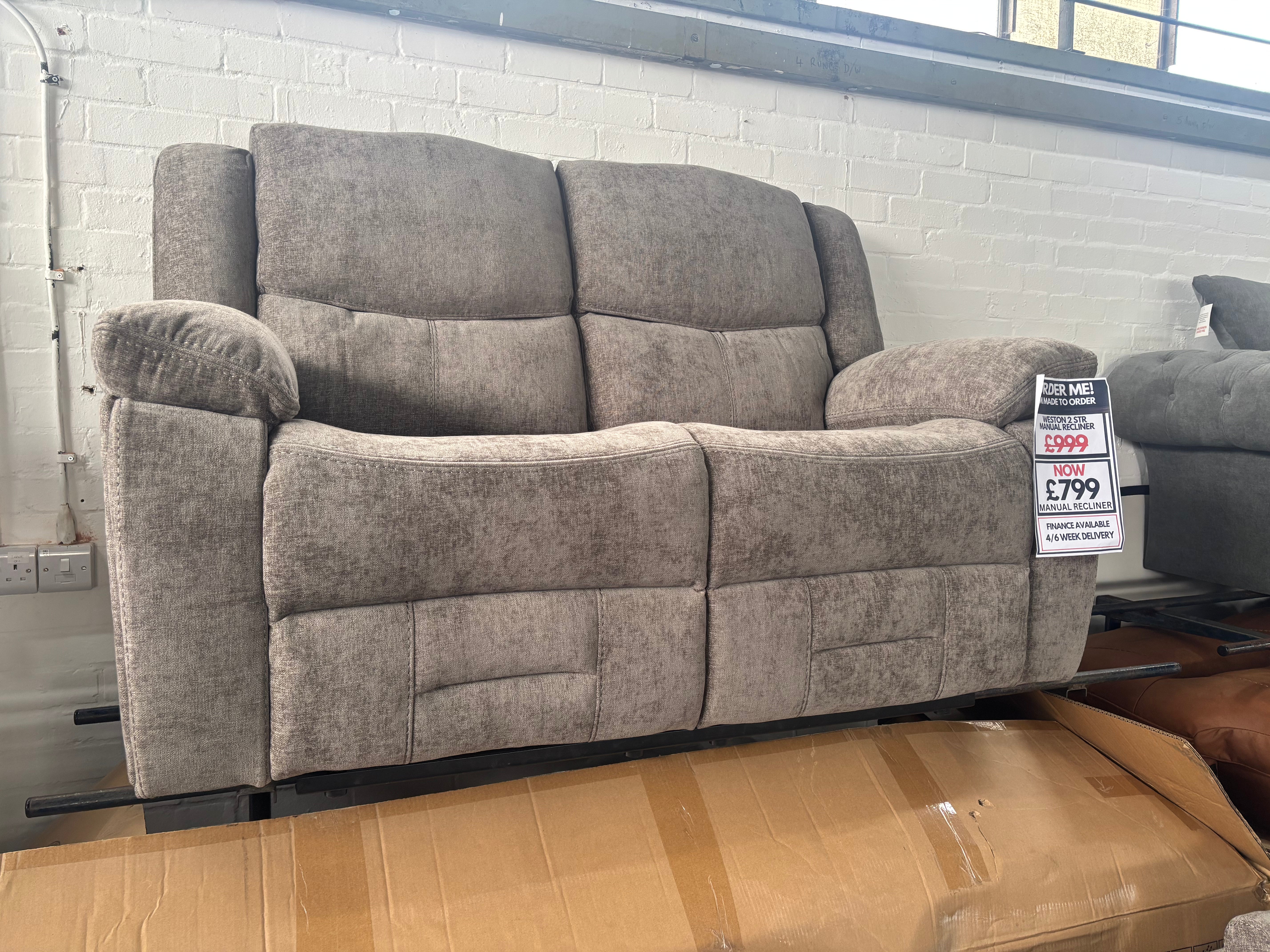 Weston Manual Reclining - Mocha Colour Fabric - Sofa Easy