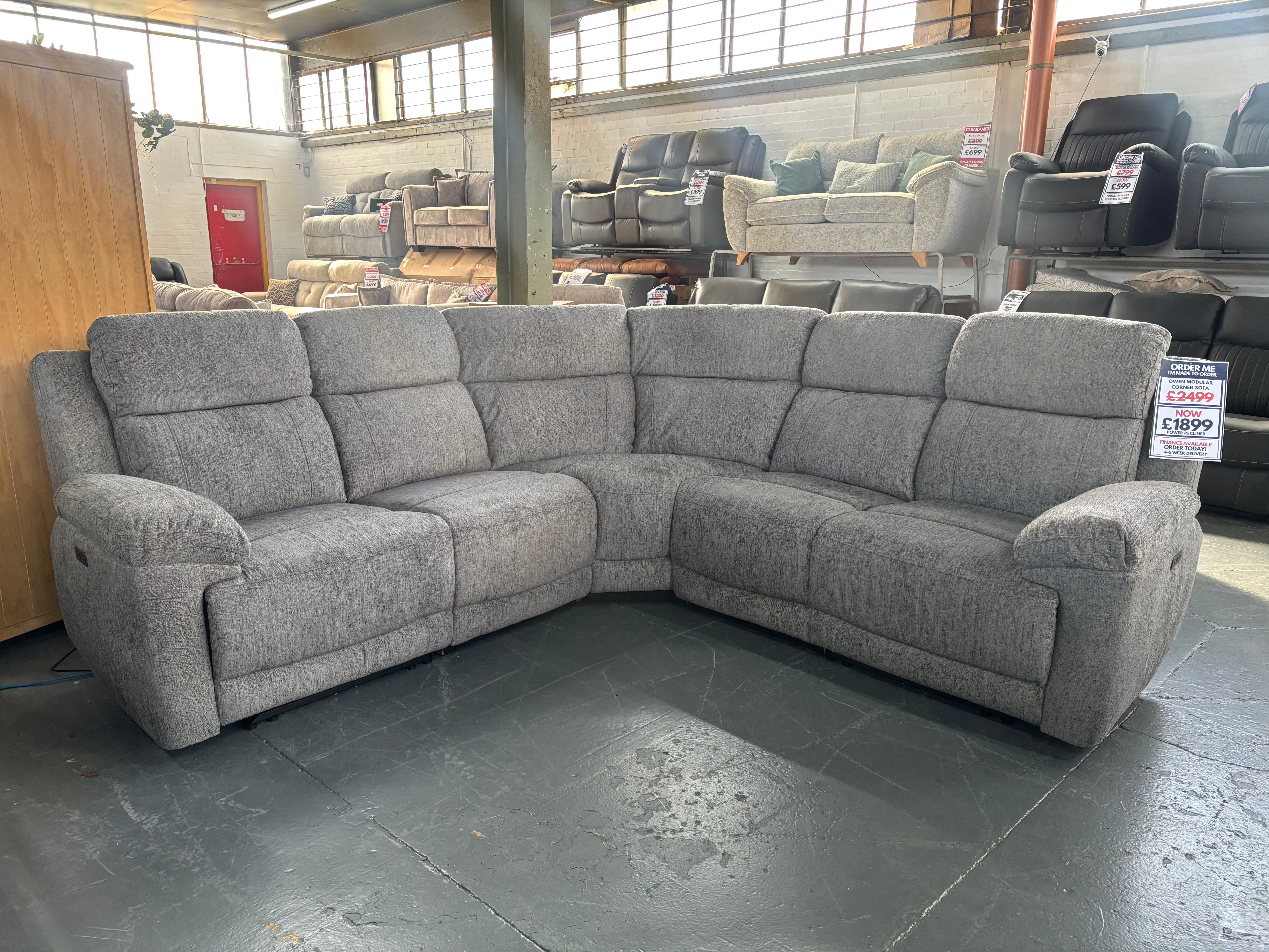 Coming Soon - Owen 5 Part Modular Electric Reclining Corner Sofa - Sofa Easy