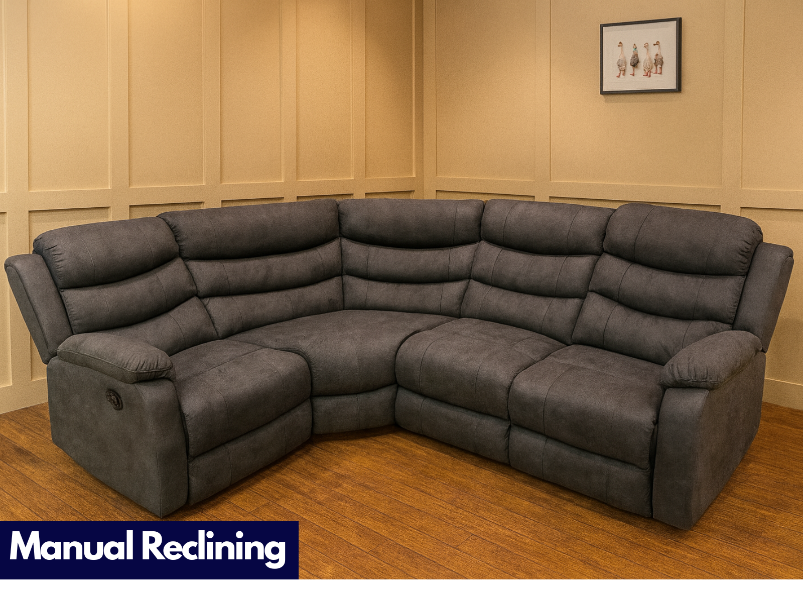 Wilson Dark Grey Fabric Manual Recliner Modular Corner Sofa - Sofa Easy