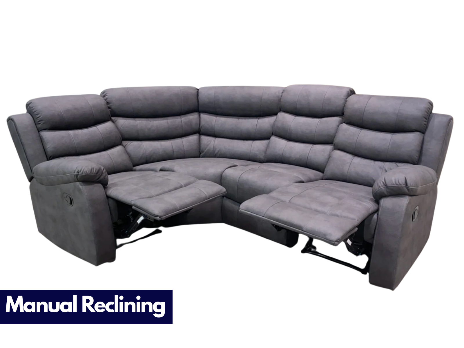Wilson Dark Grey Fabric Manual Recliner Modular Corner Sofa - Sofa Easy