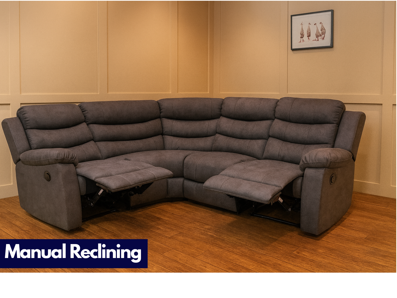 Wilson Dark Grey Fabric Manual Recliner Modular Corner Sofa - Sofa Easy