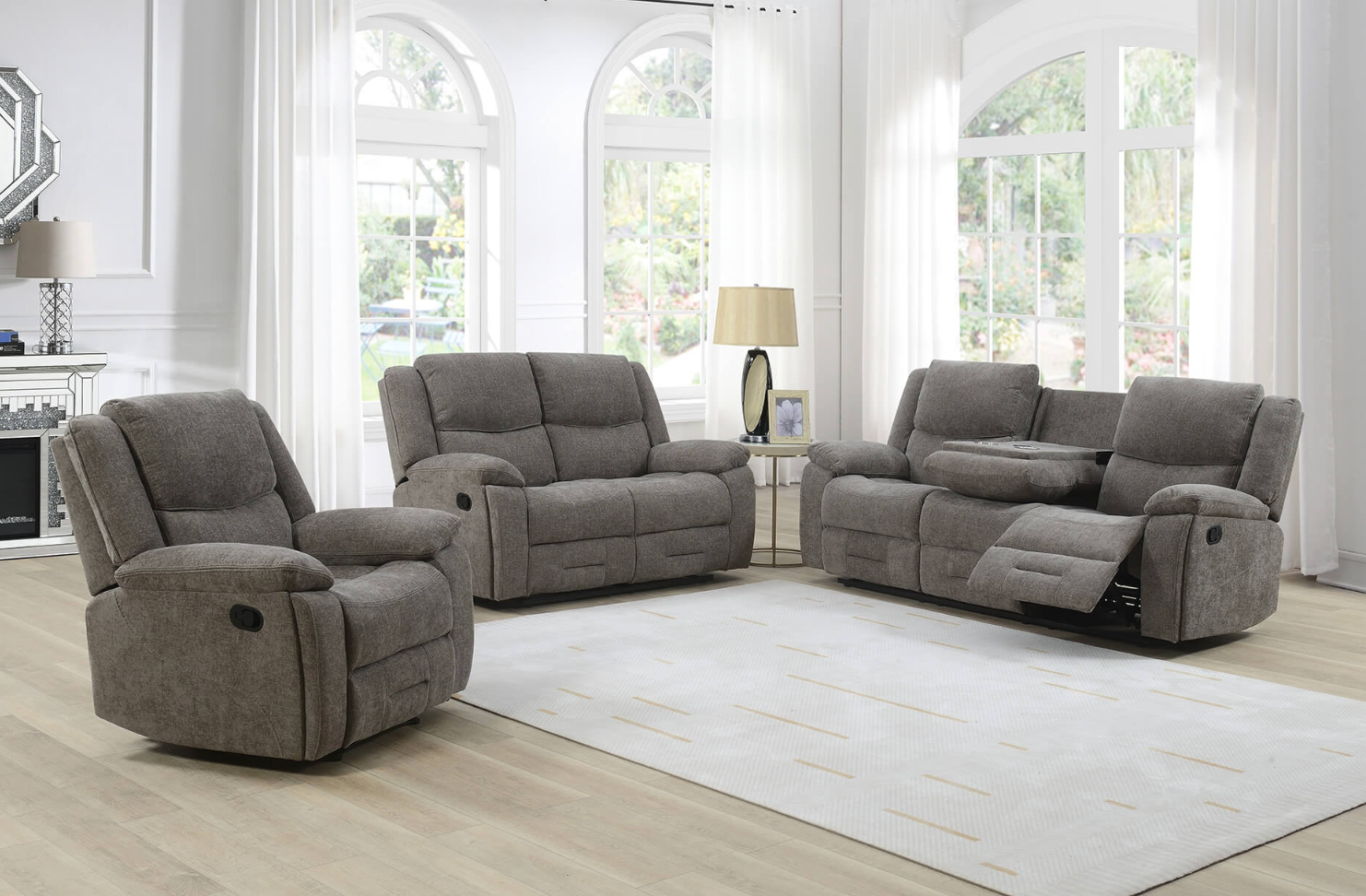 Coming Soon - Weston Manual Reclining - Mocha Colour Fabric