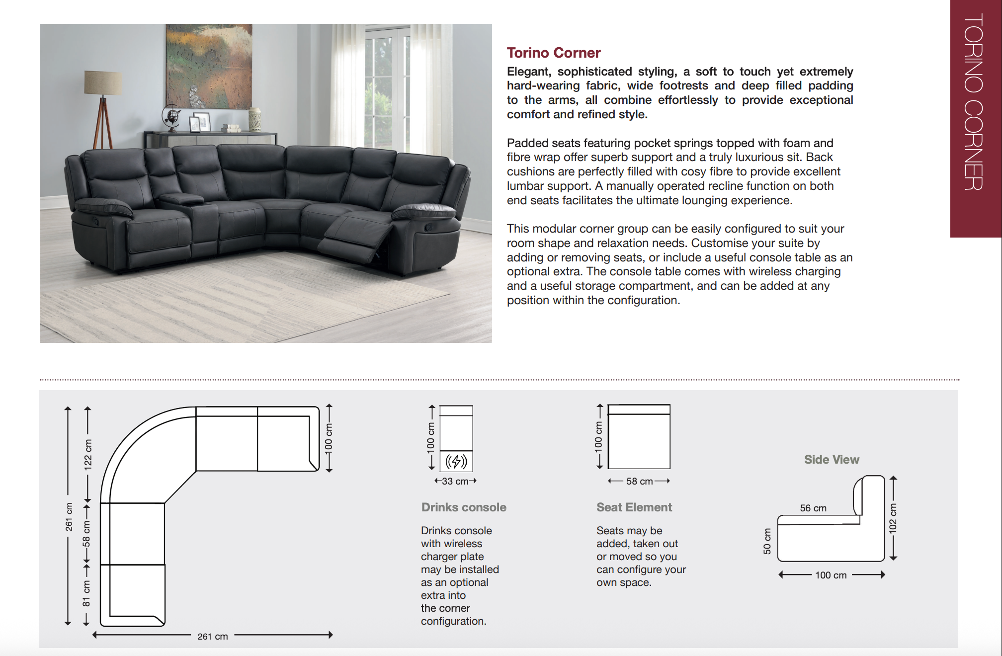 Torino Sofa Collection - 2 Colours and Manual or Electric Recline - Sofa Easy