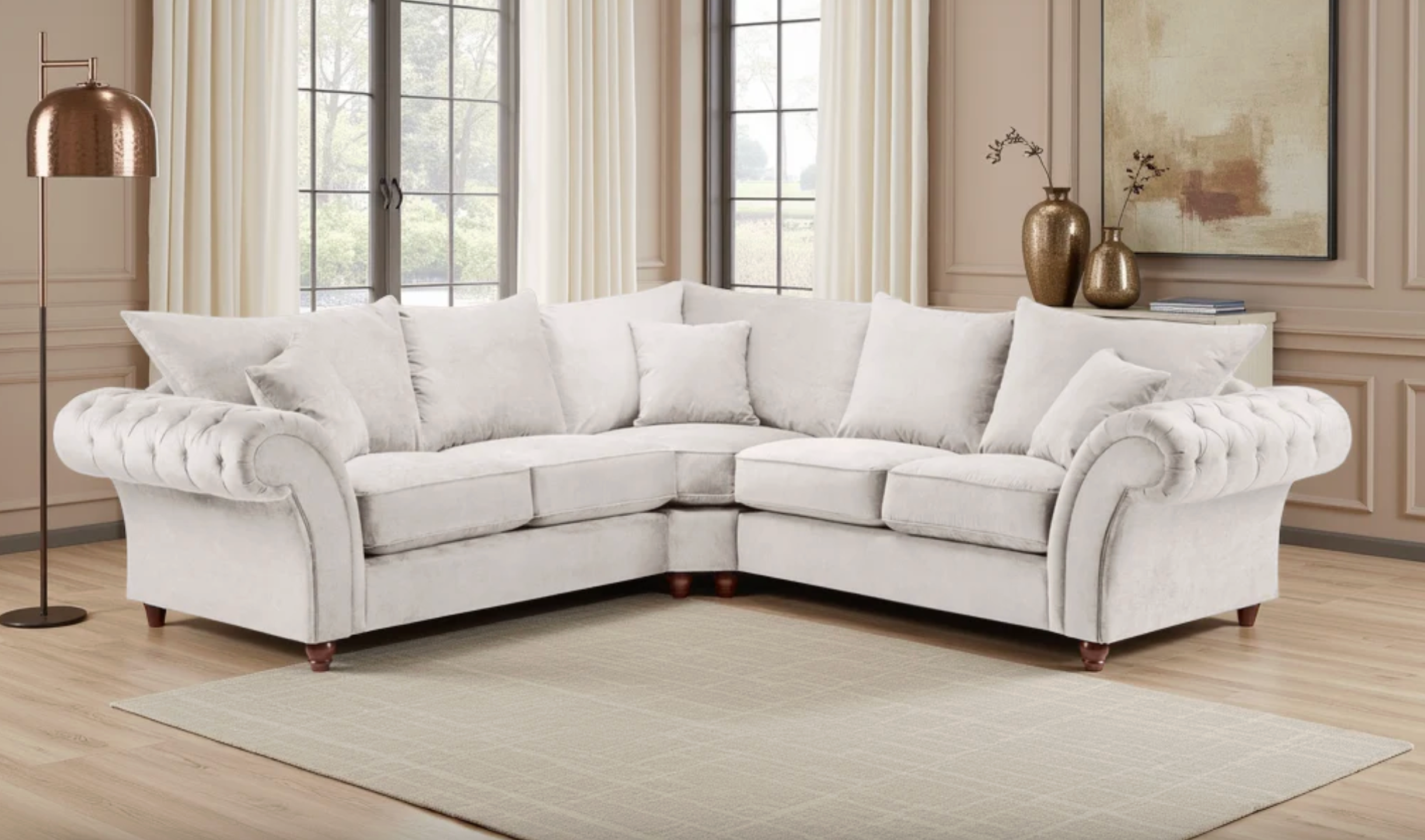 Windsor Fullback Sofa Stone Large Corner - Sofa Easy