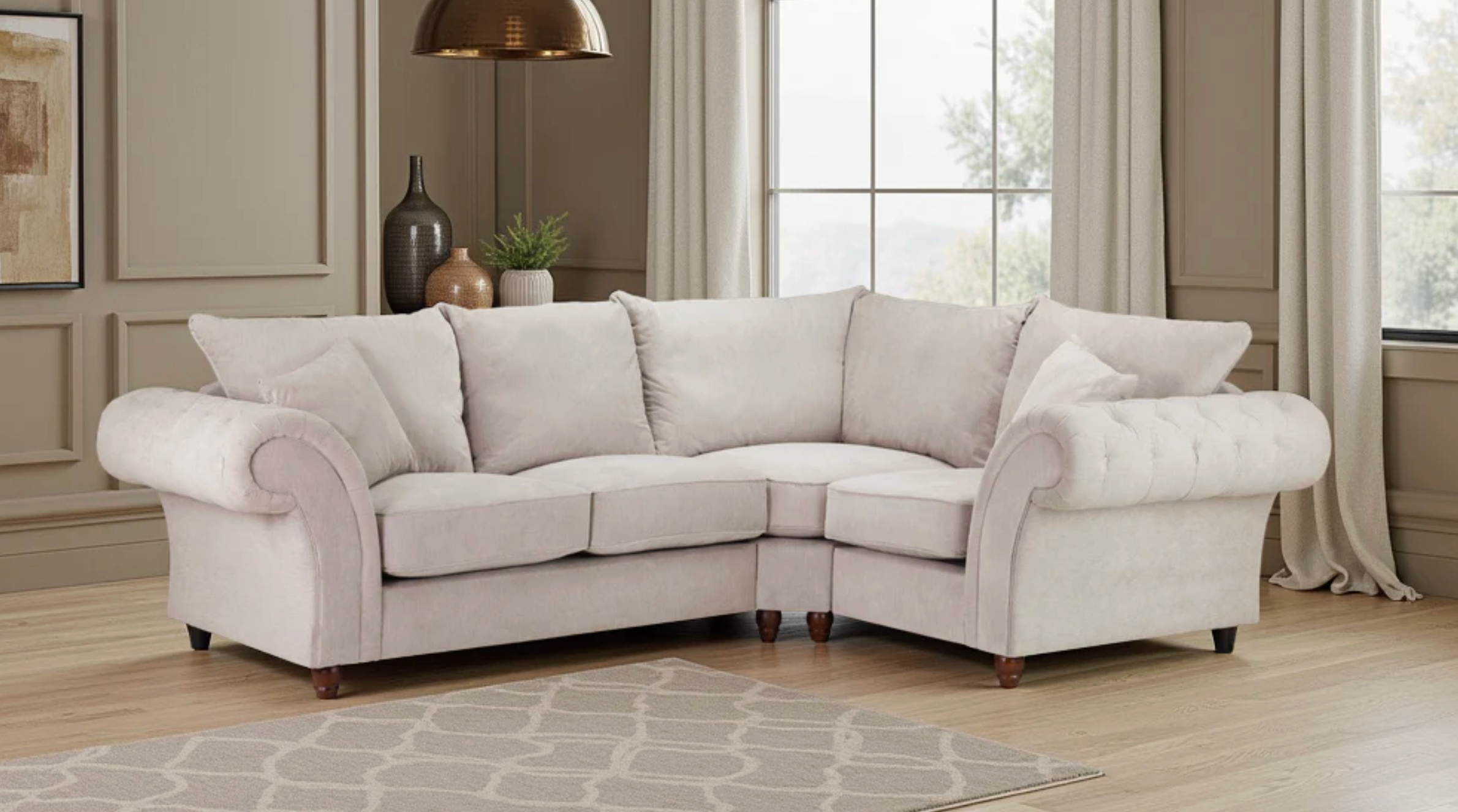 Windsor Fullback Sofa Stone Right Hand Facing Corner - Sofa Easy