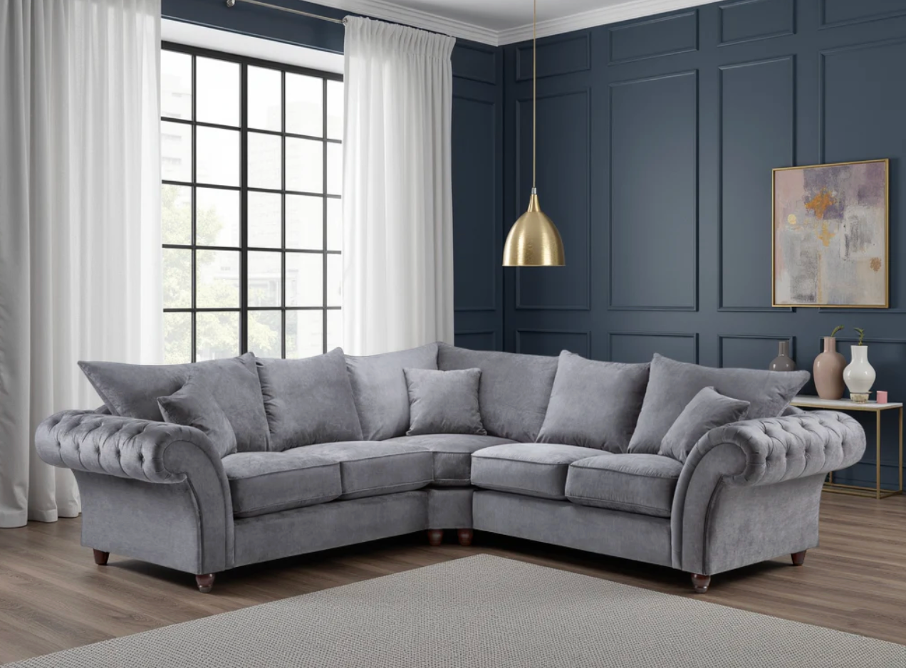 Windsor Fullback Sofa Grey Large Corner - Sofa Easy