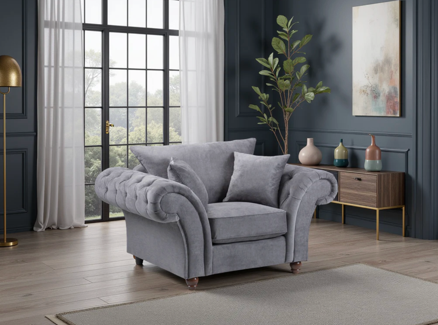 Windsor Fullback Sofa Grey Armchair - Sofa Easy