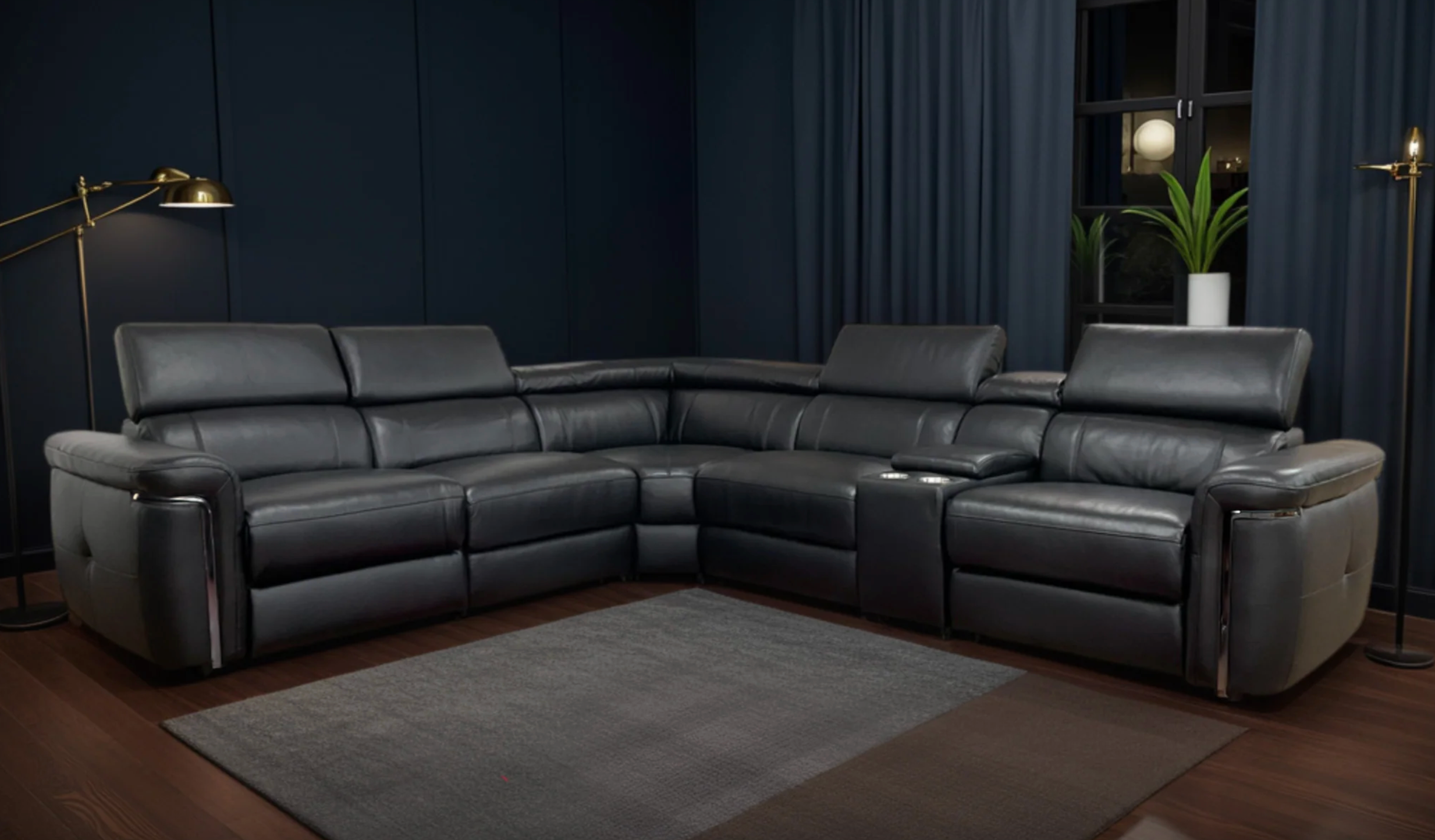 Somerville Electric Recliner Sofa Black Large Corner - Sofa Easy