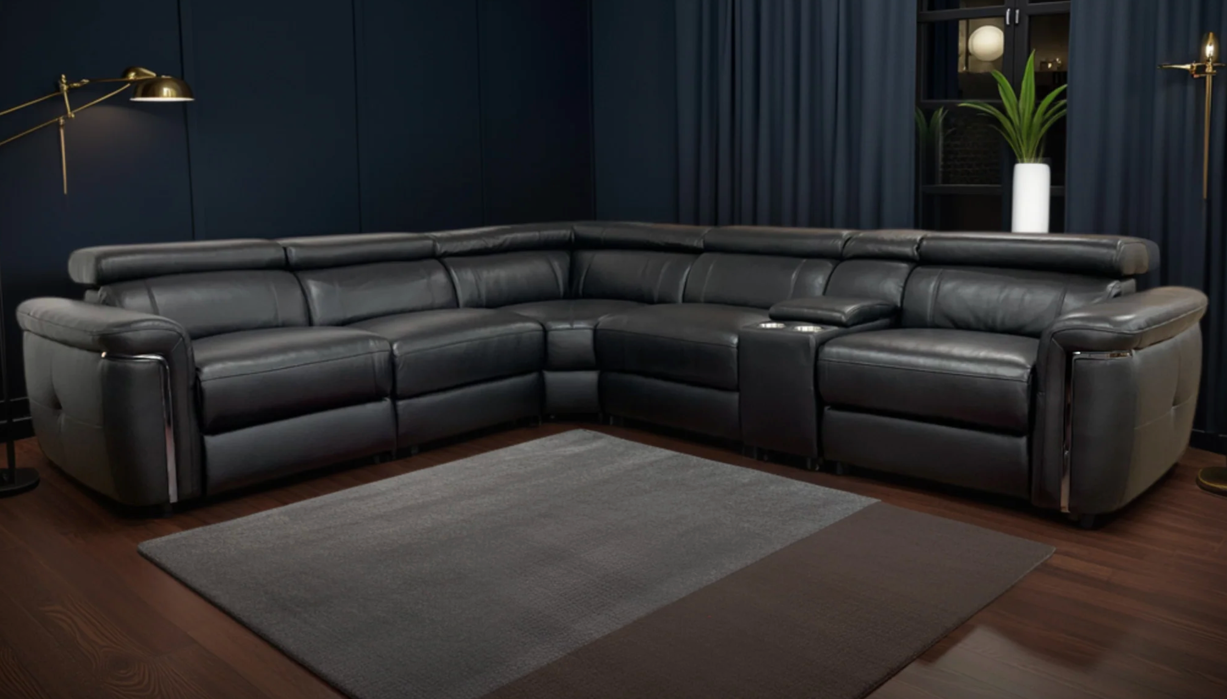 Somerville Electric Recliner Sofa Black Large Corner - Sofa Easy