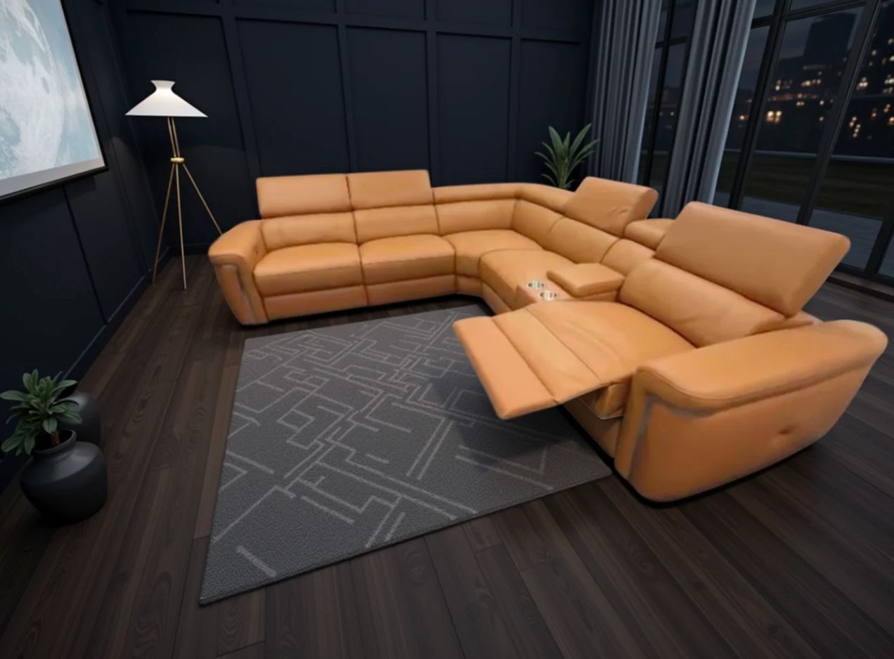 Somerville Electric Recliner Sofa Tan Large Corner - Sofa Easy