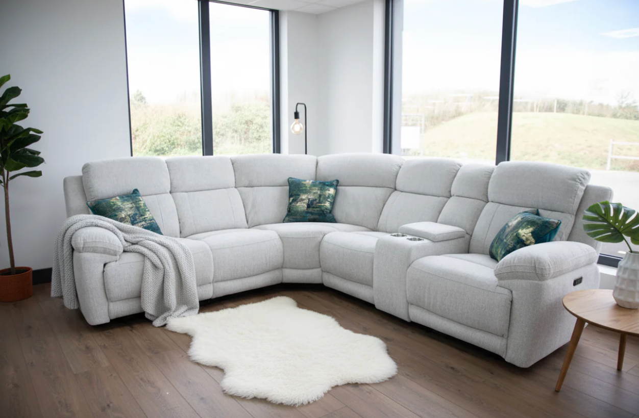 Owen Electric Recliner Sofa Beige Large Corner - Sofa Easy