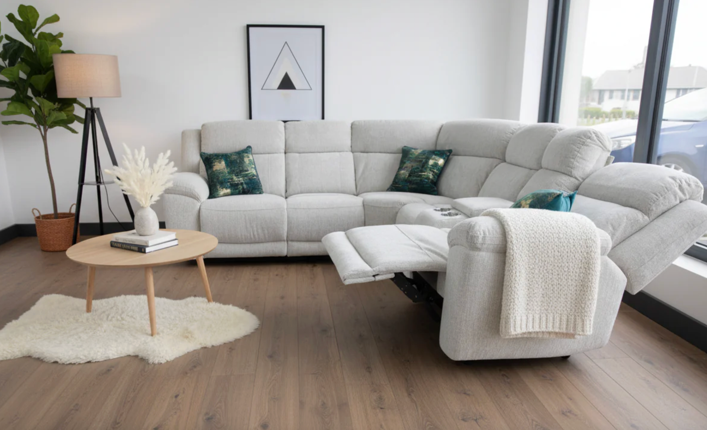 Owen Electric Recliner Sofa Beige Large Corner - Sofa Easy