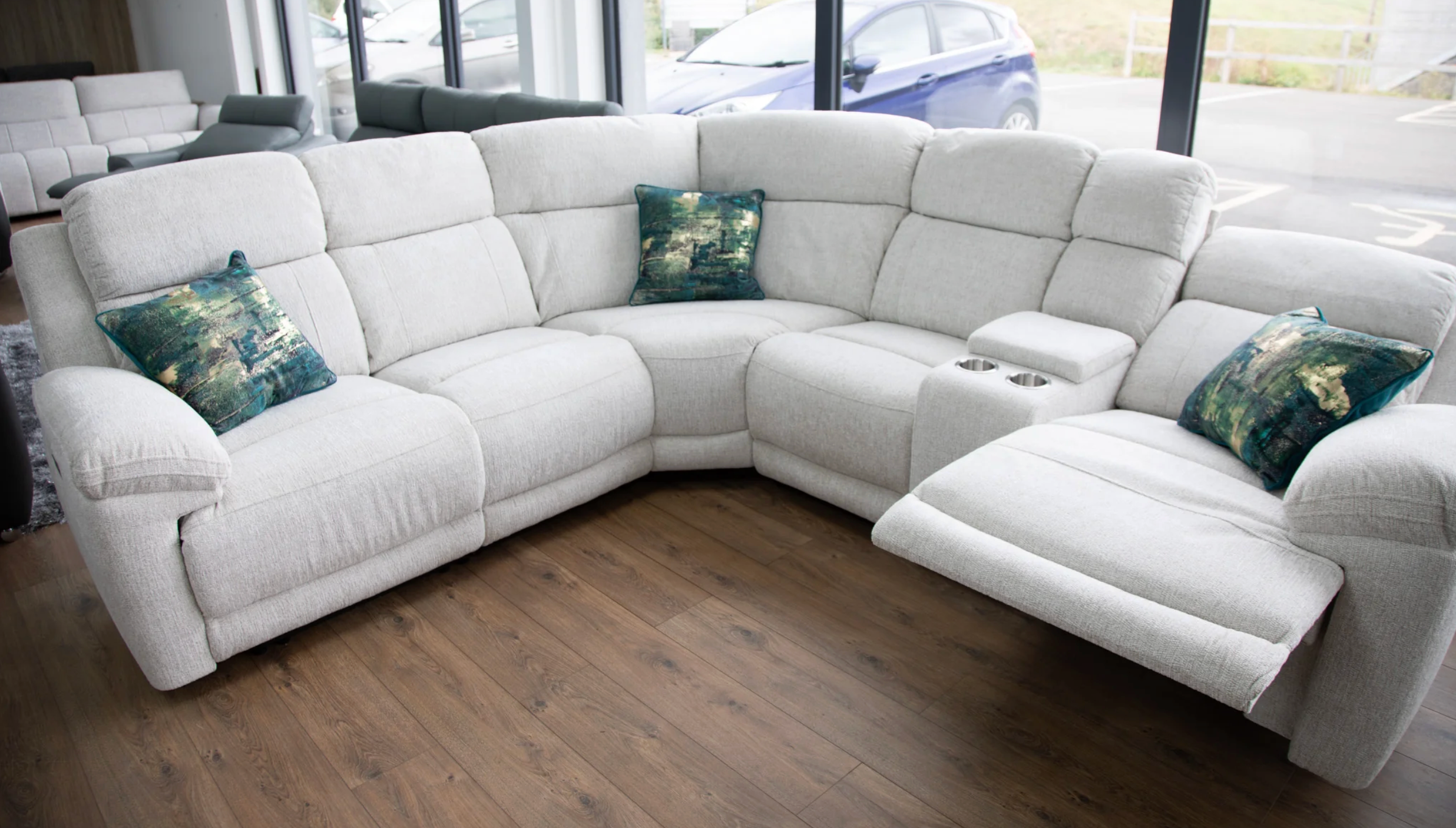 Owen Electric Recliner Sofa Beige Large Corner - Sofa Easy