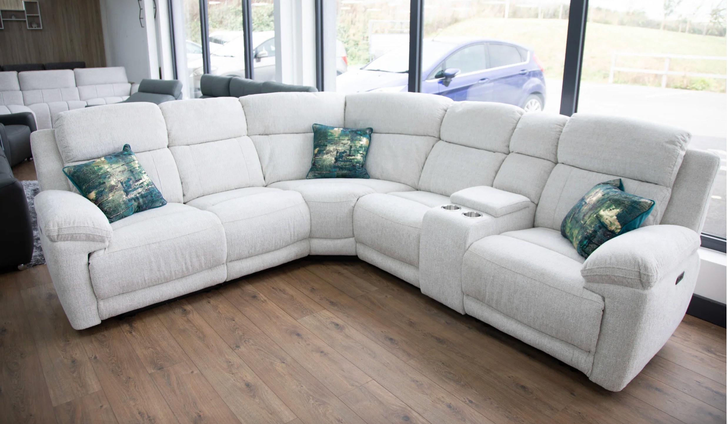 Owen Electric Recliner Sofa Beige Large Corner - Sofa Easy