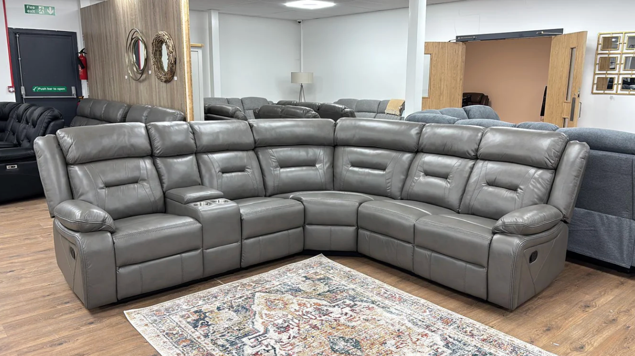 Poppy Recliner Sofa Grey Large Corner - Sofa Easy