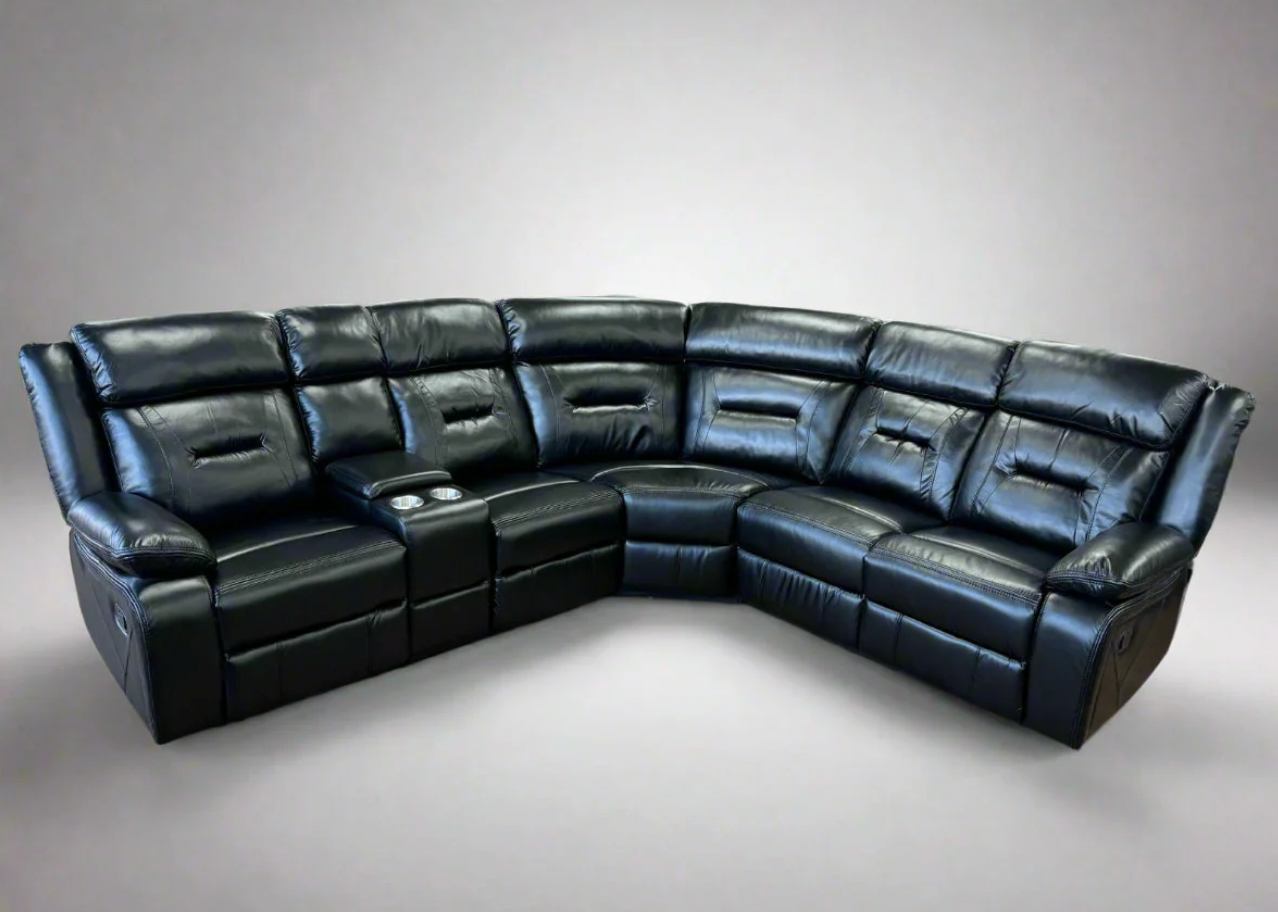 Poppy Recliner Sofa Black Large Corner - Sofa Easy