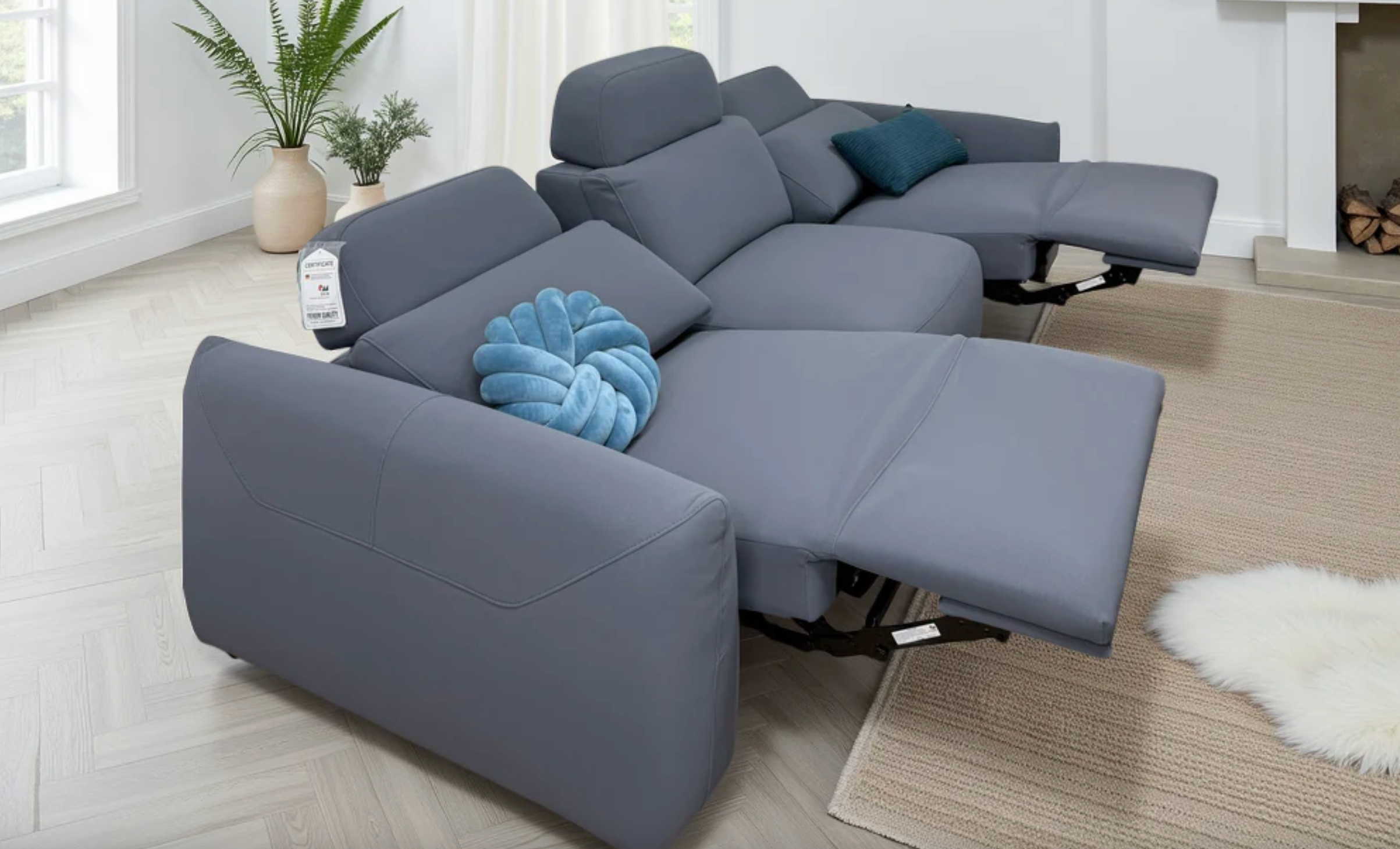 Primrose Electric Recliner Sofa Grey 3 Seater - Sofa Easy