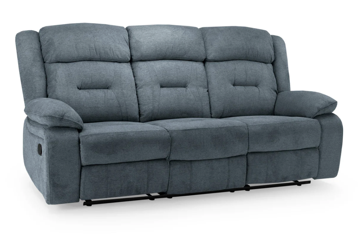 Novie Recliner Sofa Grey Fabric 3 Seater - Sofa Easy