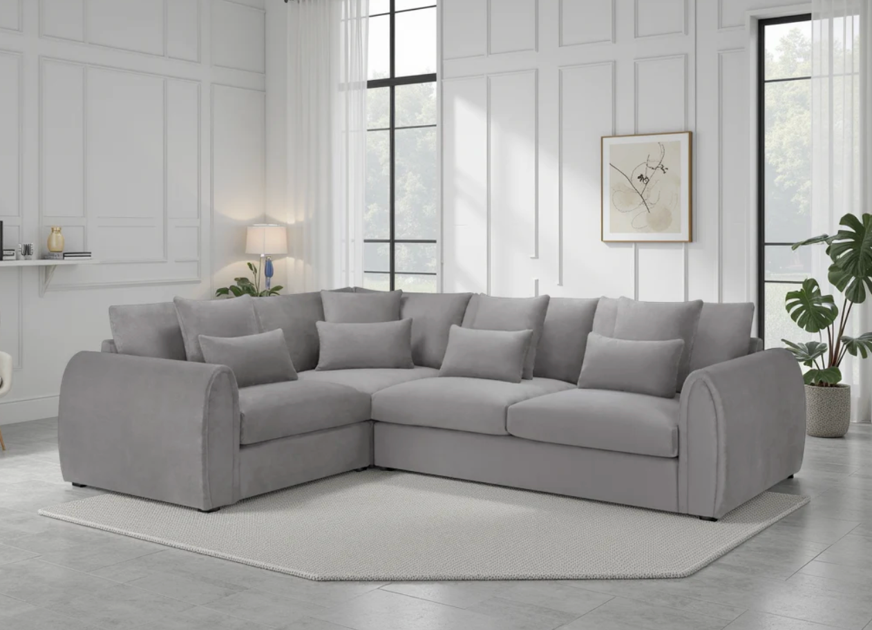 Mirabel Sofa Grey Left Hand Facing Corner - Sofa Easy
