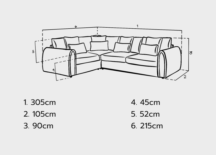 Mirabel Sofa Grey Left Hand Facing Corner - Sofa Easy