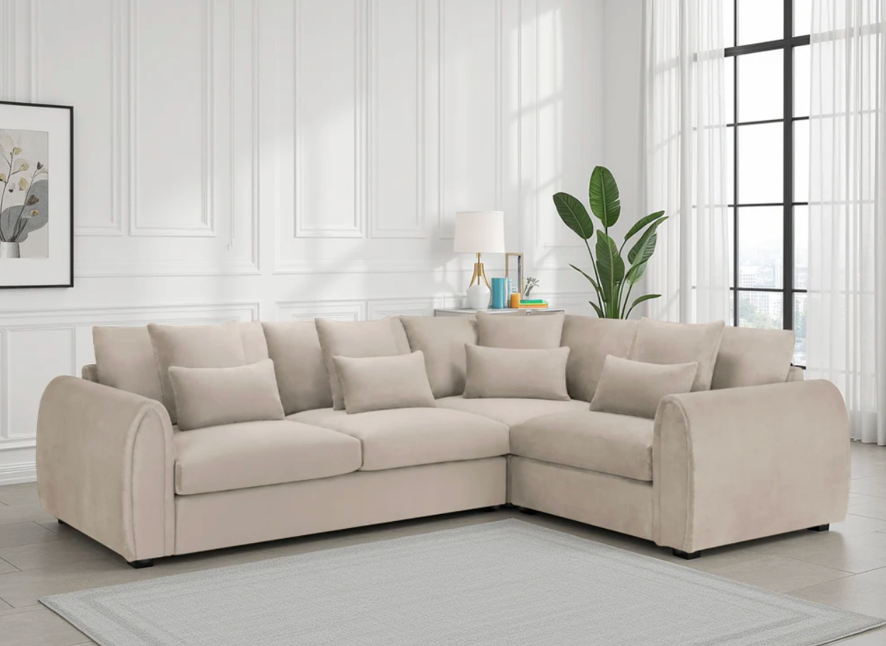 Mirabel Sofa Mocha Right Hand Facing Corner - Sofa Easy