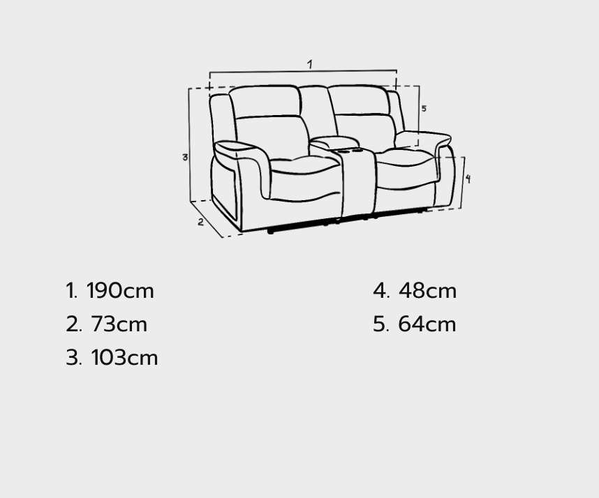 Linden Electric Recliner Sofa Grey 2 Seater - Sofa Easy