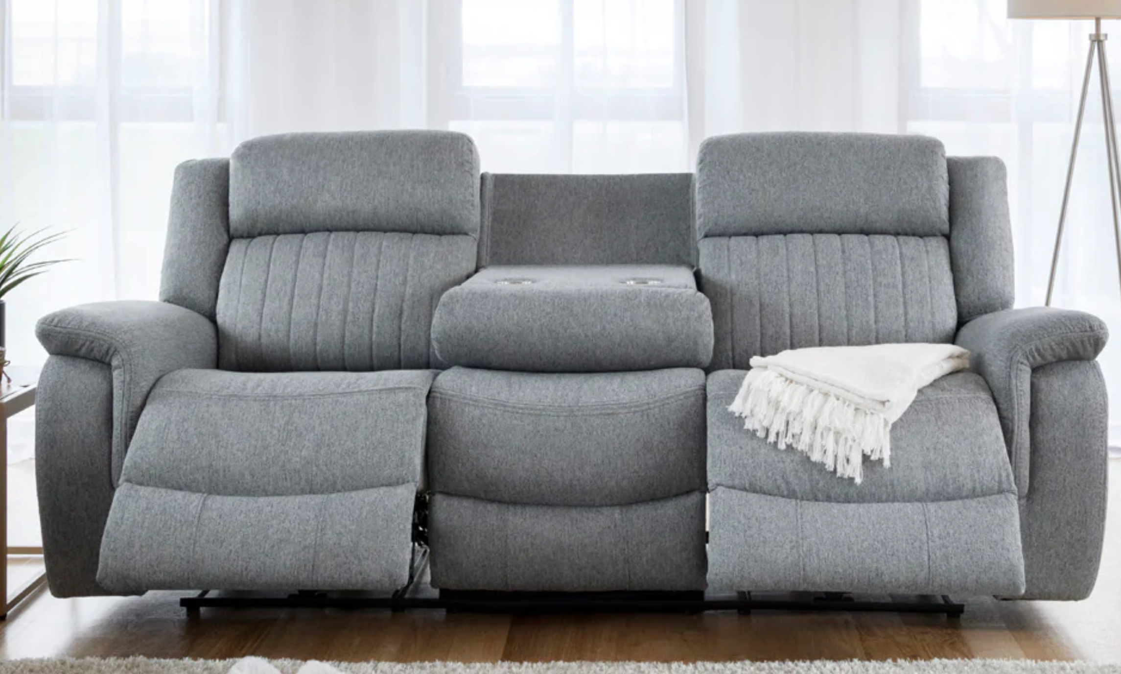 Linden Electric Recliner Sofa Grey 3 Seater - Sofa Easy