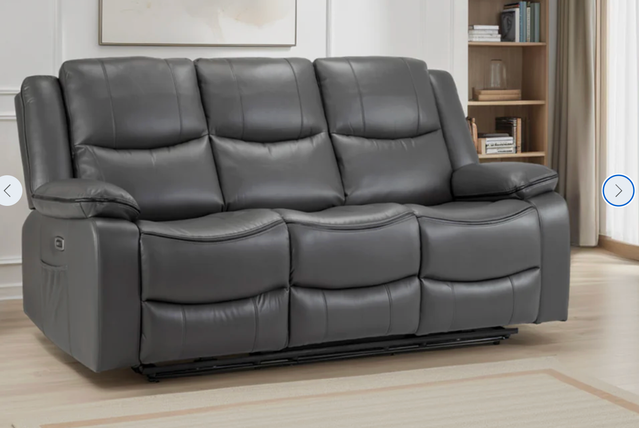 Harald Electric Recliner Sofa Graphite 3 Seater - Sofa Easy