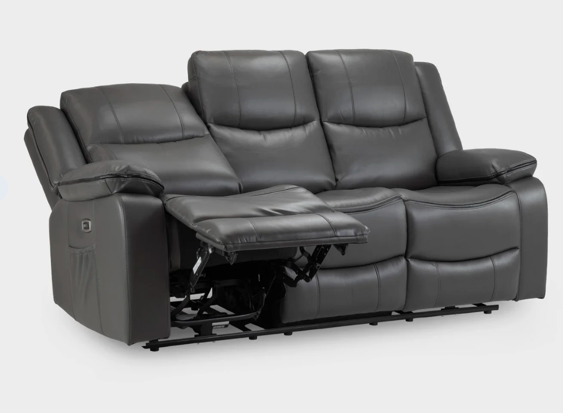 Harald Electric Recliner Sofa Graphite 3 Seater - Sofa Easy