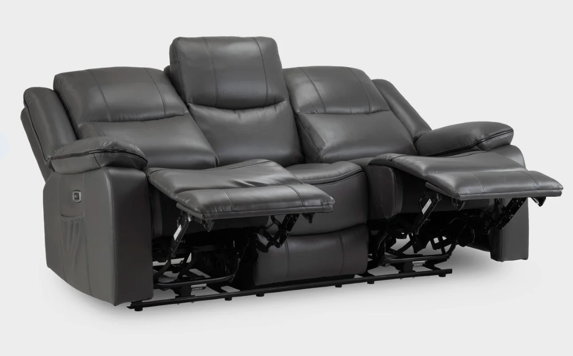 Harald Electric Recliner Sofa Graphite 3 Seater - Sofa Easy