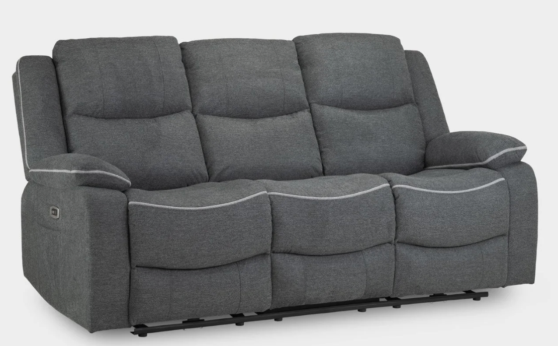 Harald Electric Recliner Sofa Grey 3 Seater - Sofa Easy