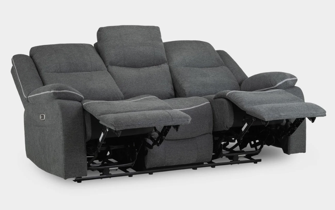 Harald Electric Recliner Sofa Grey 3 Seater - Sofa Easy